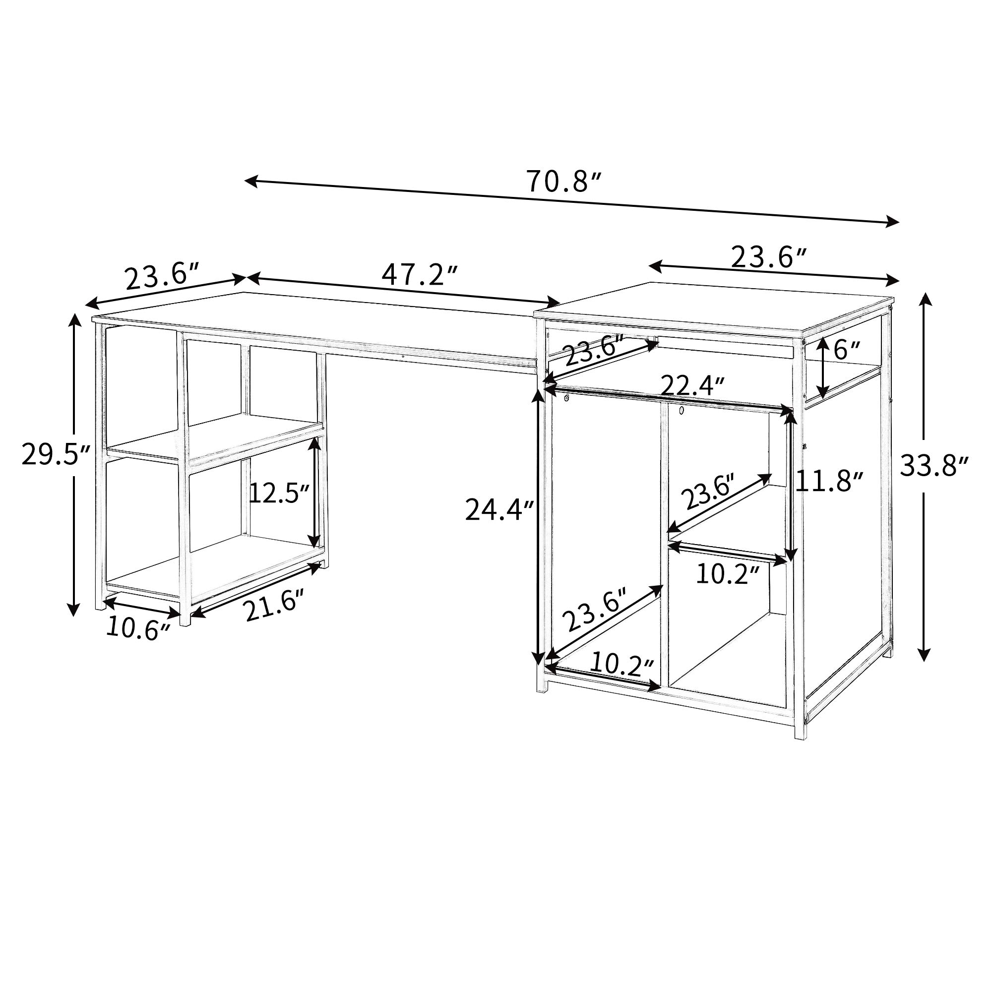 RUNNA Computer Desk with Storage Shelves - Home Office Desk with CPU Storage & Printer Stand - Study Writing Workstation with Space Saving Design (Brown) - Perfect for Small Spaces, Dorm Rooms & Home Offices