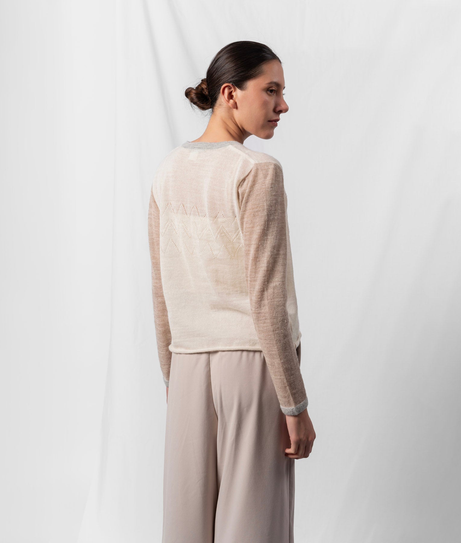 El Ritmo Eyelet Detailed Cardigan - Soft Ivory & Light Heather Grey | Women's Knit Sweater | Perfect for Fall Layering and Casual Outfits