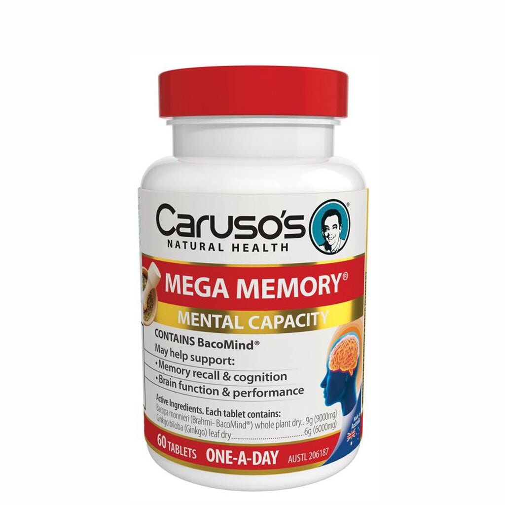 Caruso's Mega Memory Supplement - Boost Brain Power & Enhance Focus | Natural Nootropic for Mental Clarity | Perfect for Students, Professionals & Seniors