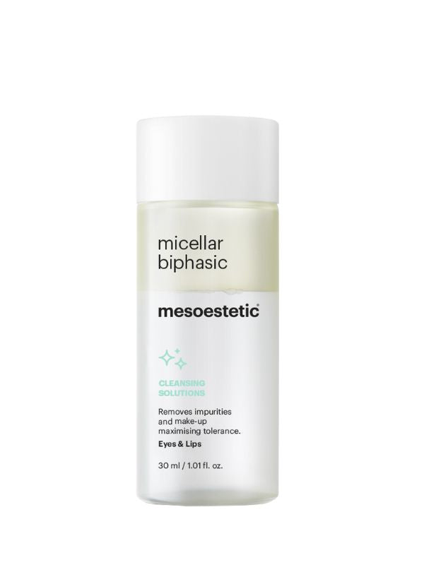 Mesoestetic Micellar Biphasic Makeup Remover & Cleanser - 30ml | Gentle Facial Cleansing for Sensitive Skin | Perfect for Daily Makeup Removal & Skincare Routine