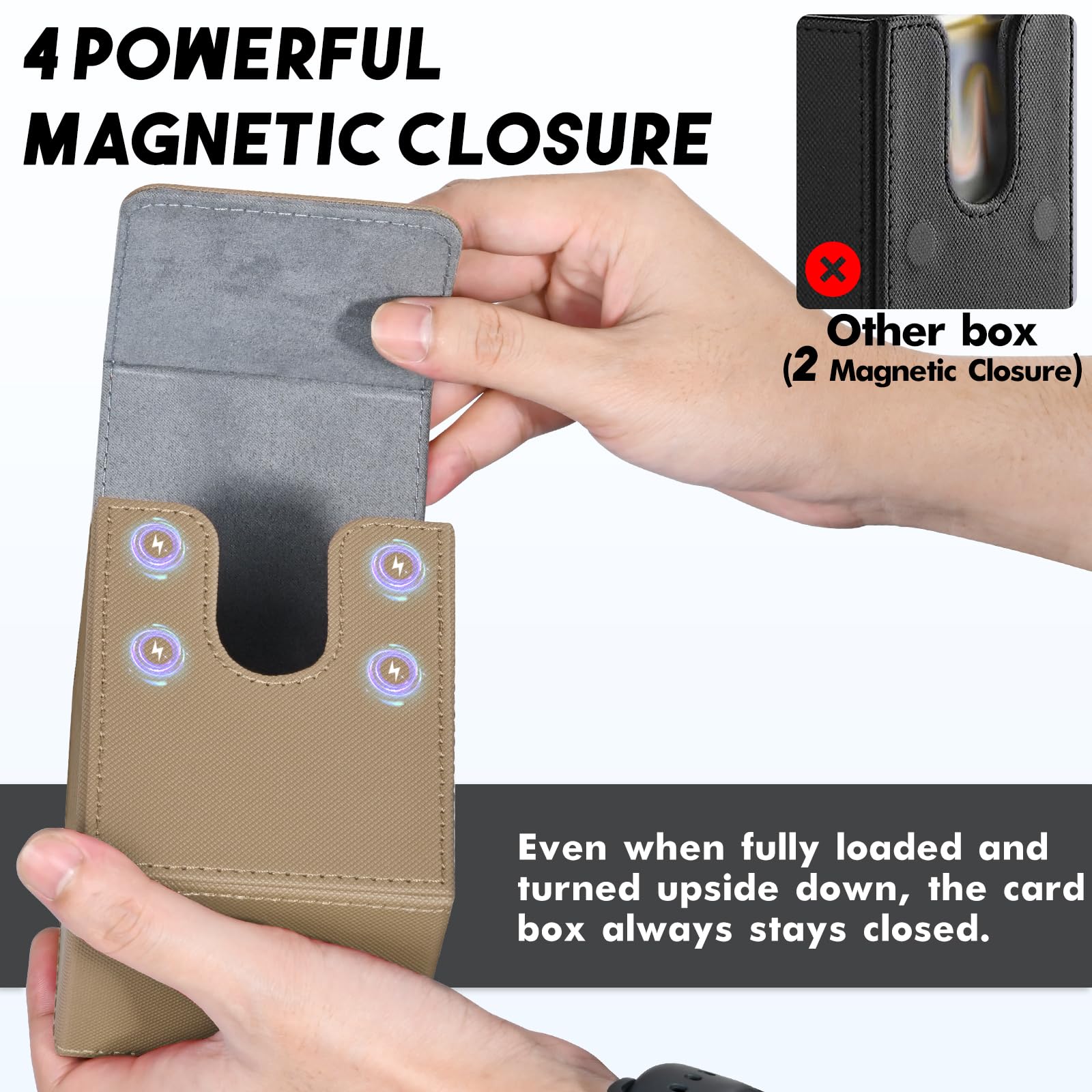 Premium PU Leather Magnetic Card Deck Box for MTG, YuGiOh & TCG - Holds 100+ Sleeved Cards | Durable Trading Card Storage Case for Magic, Pokémon & CCG Games | Perfect for Tournaments, Travel & Collectors (Brown)