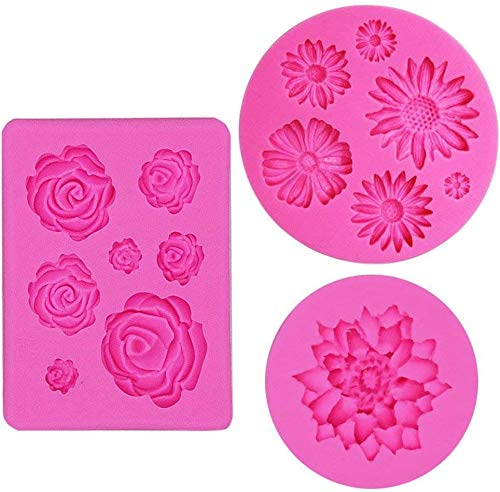 Premium Non-Stick Food Grade Silicone Candy Molds - Chocolate, Jelly, Ice Cube & Dog Treats Baking Molds (Flower Fondant Design) | Perfect for DIY Desserts, Party Favors & Home Baking