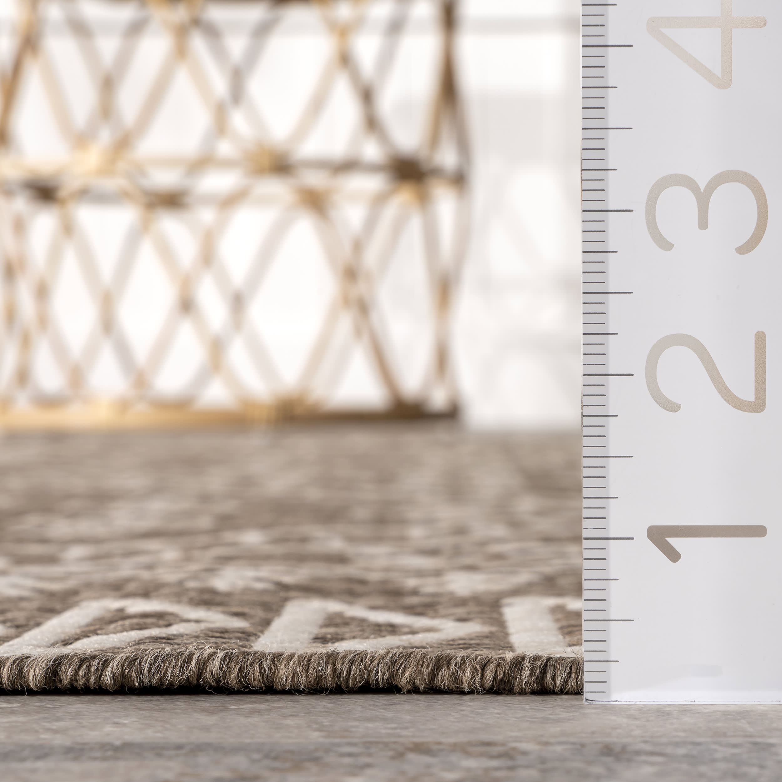Premium Diamond Bordered Indoor/Outdoor Area Rug - Soft & Durable Taupe Carpet for Living Room, Bedroom, Patio - Water & Stain Resistant Home Decor
