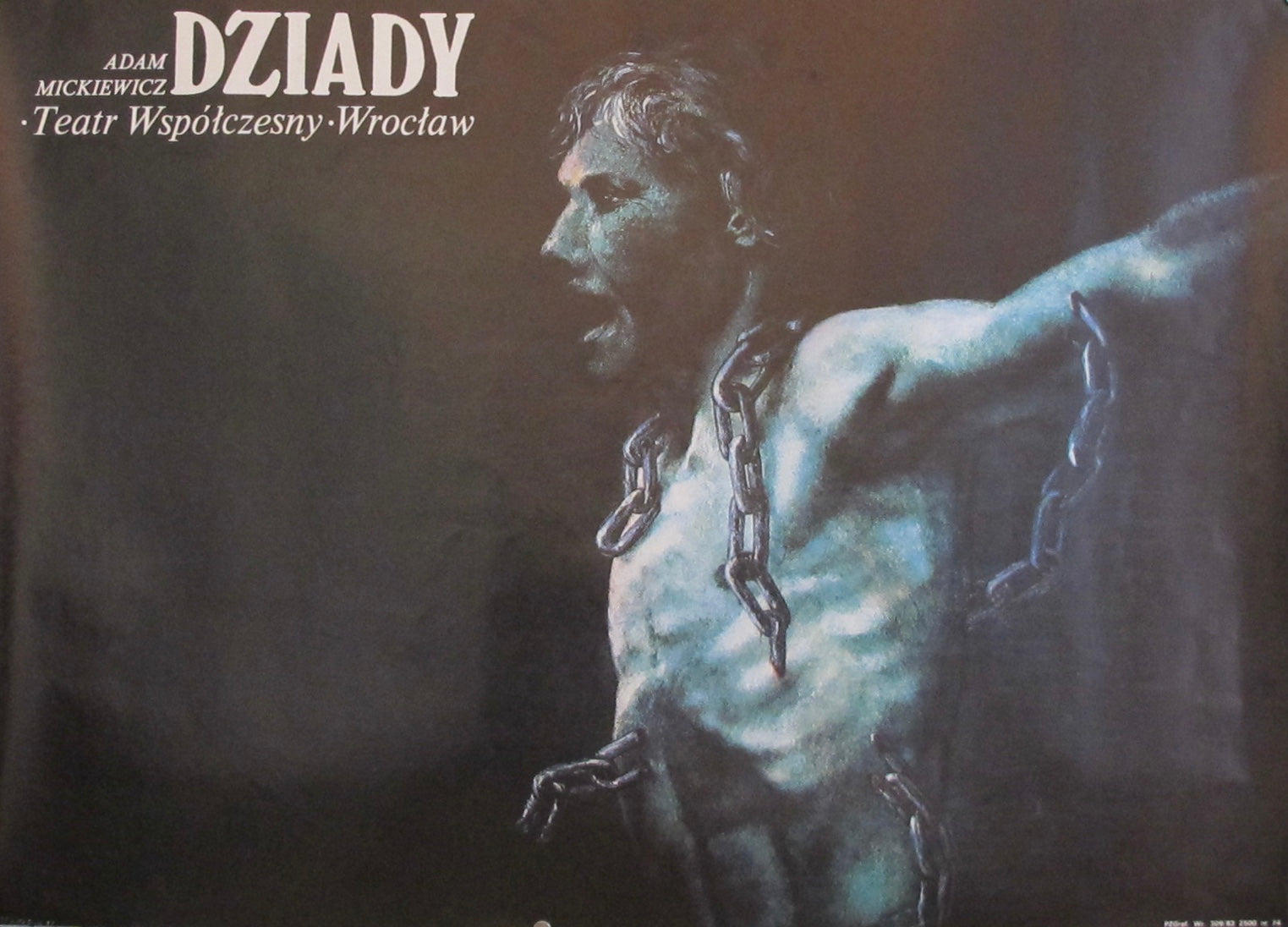 1977 Original Polish Theatre Poster - Dziady by Adam Mickiewicz | Vintage Collectible Wall Art for Home Decor & Theatre Lovers
