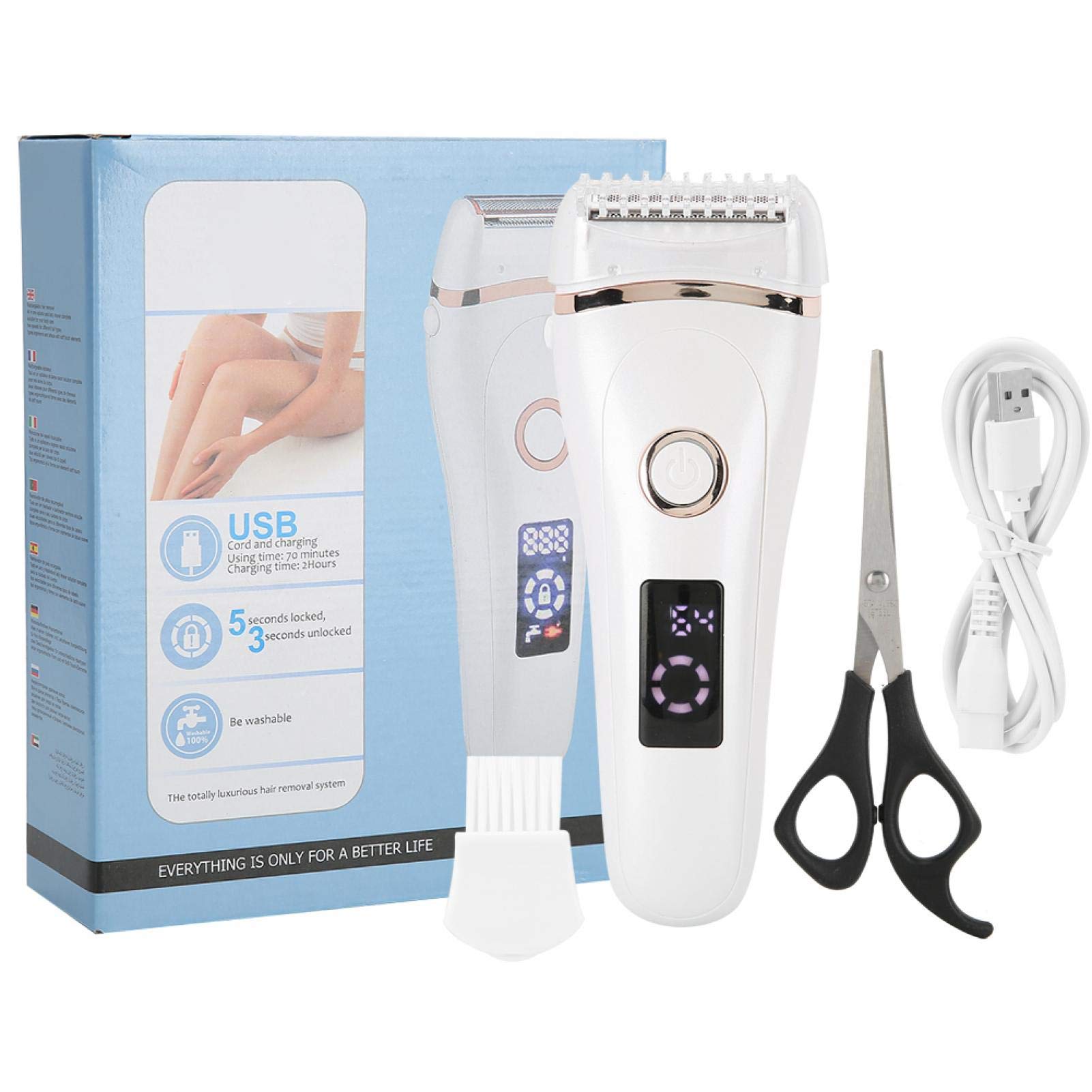 Electric Razors for Women - Waterproof USB Rechargeable Bikini Trimmer & Body Hair Remover - Portable Low Noise Shaver for Legs, Underarms & Sensitive Areas - Perfect for Travel, Gym & Home Use