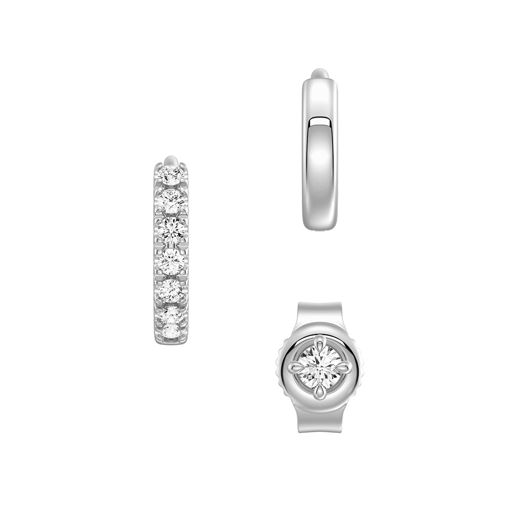 Triple Stack Lab Diamond Stud and Hoop Earrings Set - Elegant 3-Piece Jewelry for Women | Perfect for Weddings, Parties & Everyday Wear