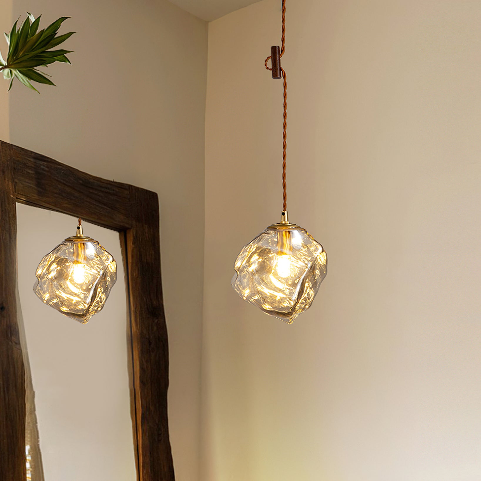 Unique Irregular Ice Cube Pendant Light - Modern Glass Hanging Lamp for Kitchen Island, Dining Room & Living Room Decor