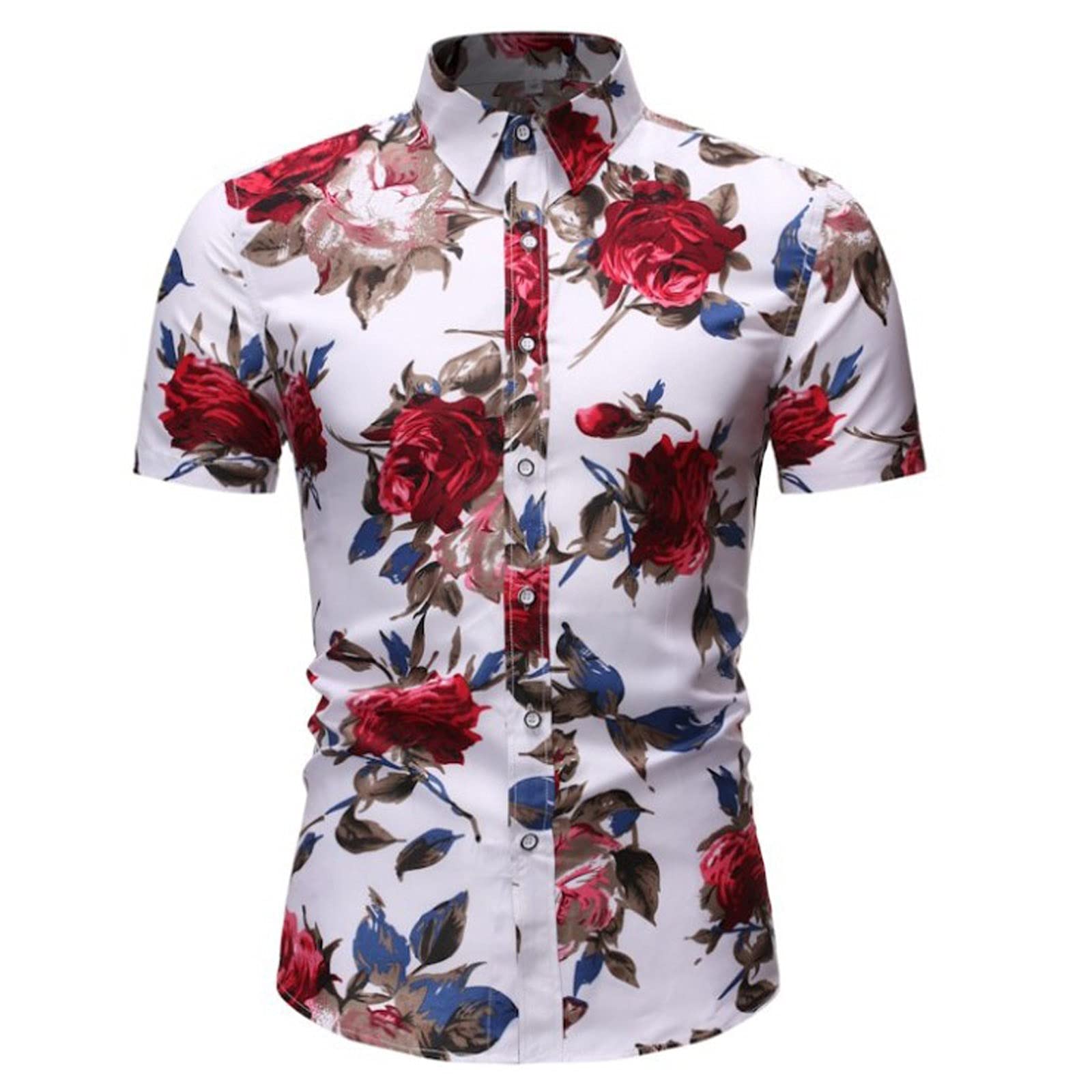 Men's Short Sleeve Button Up Shirt - Casual Floral Print Plus Size Shirt for Men | Perfect for Summer Outfits, Beach Wear & Casual Office Attire