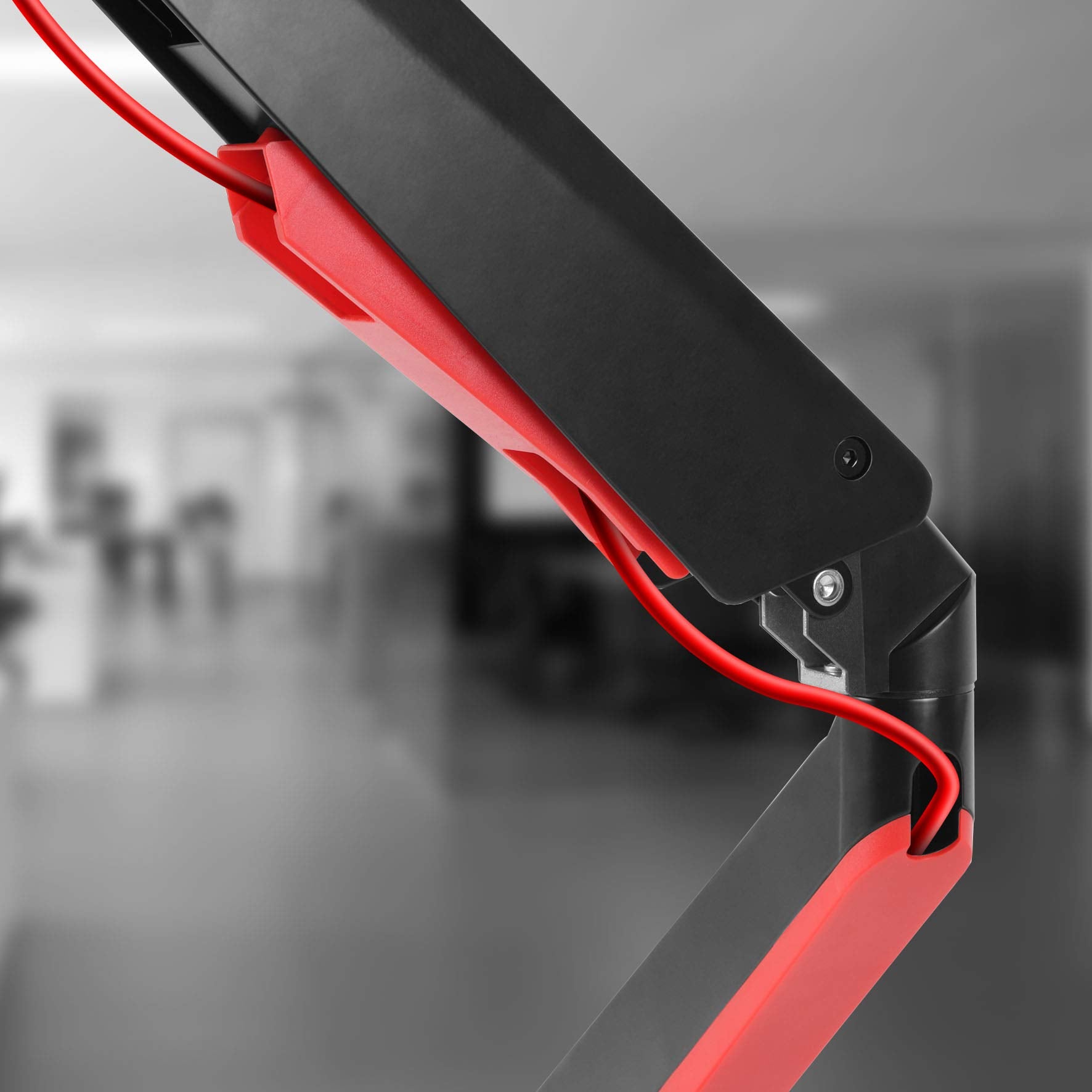 Duronic DMGM5X1 Single Monitor Arm Stand - Adjustable Height Desk Mount for 15-32 Inch Screens | VESA 75/100 Compatible | 8kg Capacity | 360° Rotation & Tilt | Red LED Lights | Perfect for Home Office & Gaming Setup