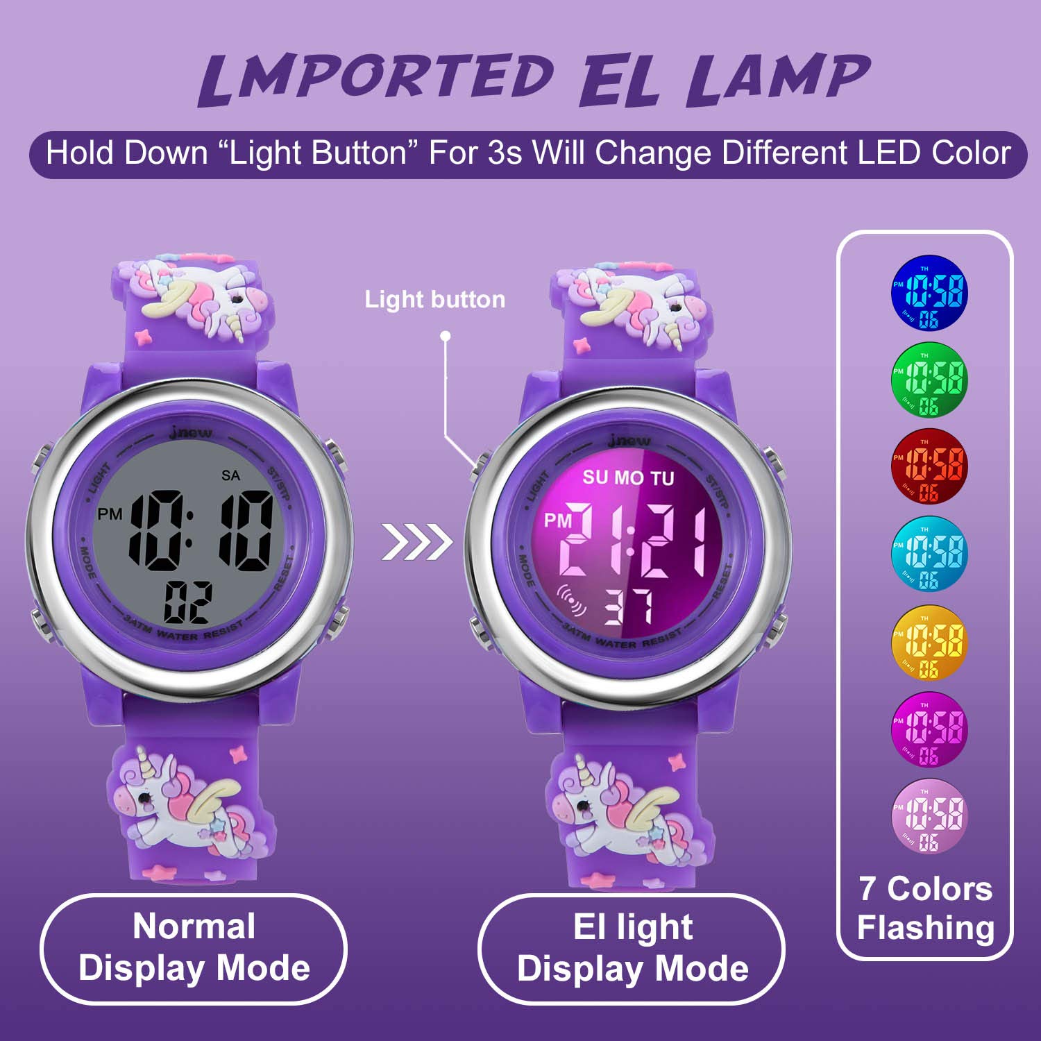 **Cofuo Girls Digital Watch for Kids Age 3-12 - 3D Cartoon Waterproof LED Sports Watch with Luminous Display, Alarm & Stopwatch - Perfect Gift for Outdoor Play, School & Daily Use**