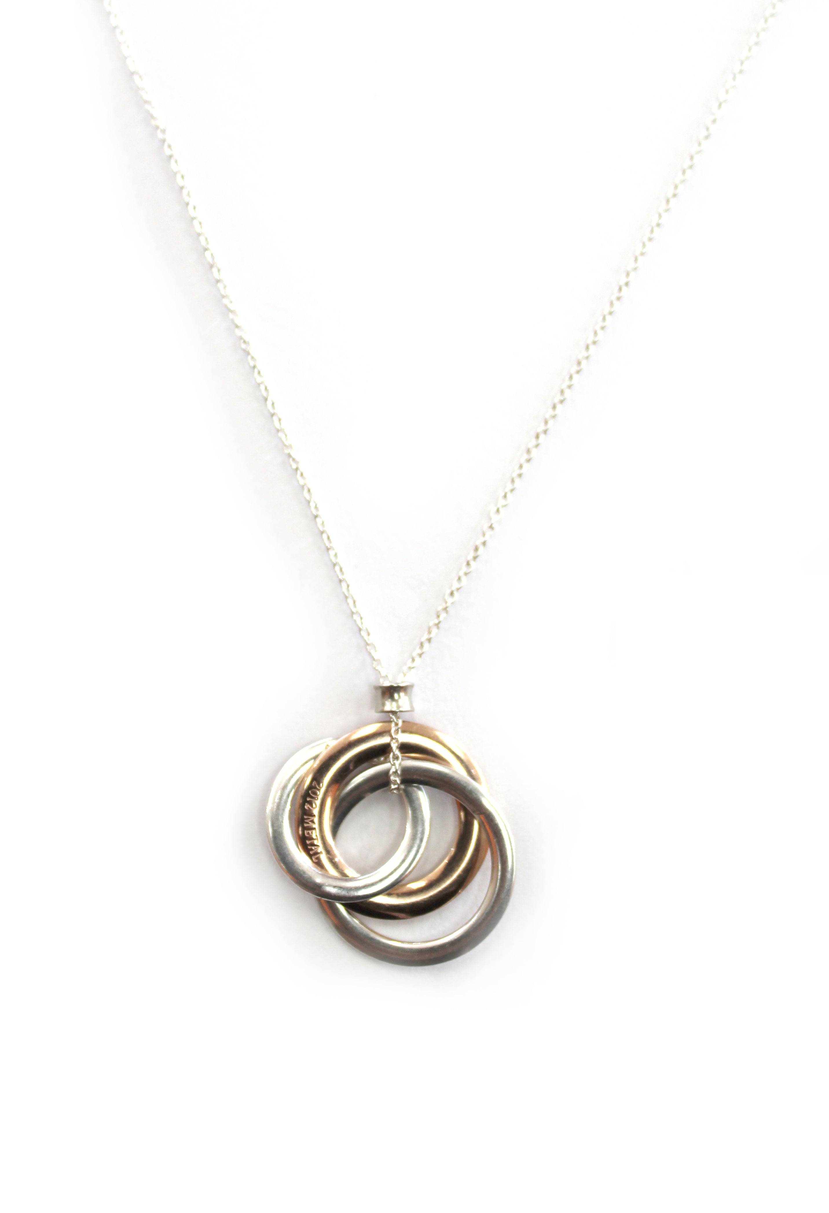 Authentic Tiffany & Co. 1837 Interlocking Circles Rubedo & Silver Pendant Necklace - Elegant Jewelry for Women, Perfect Gift for Anniversary, Valentine's Day & Special Occasions