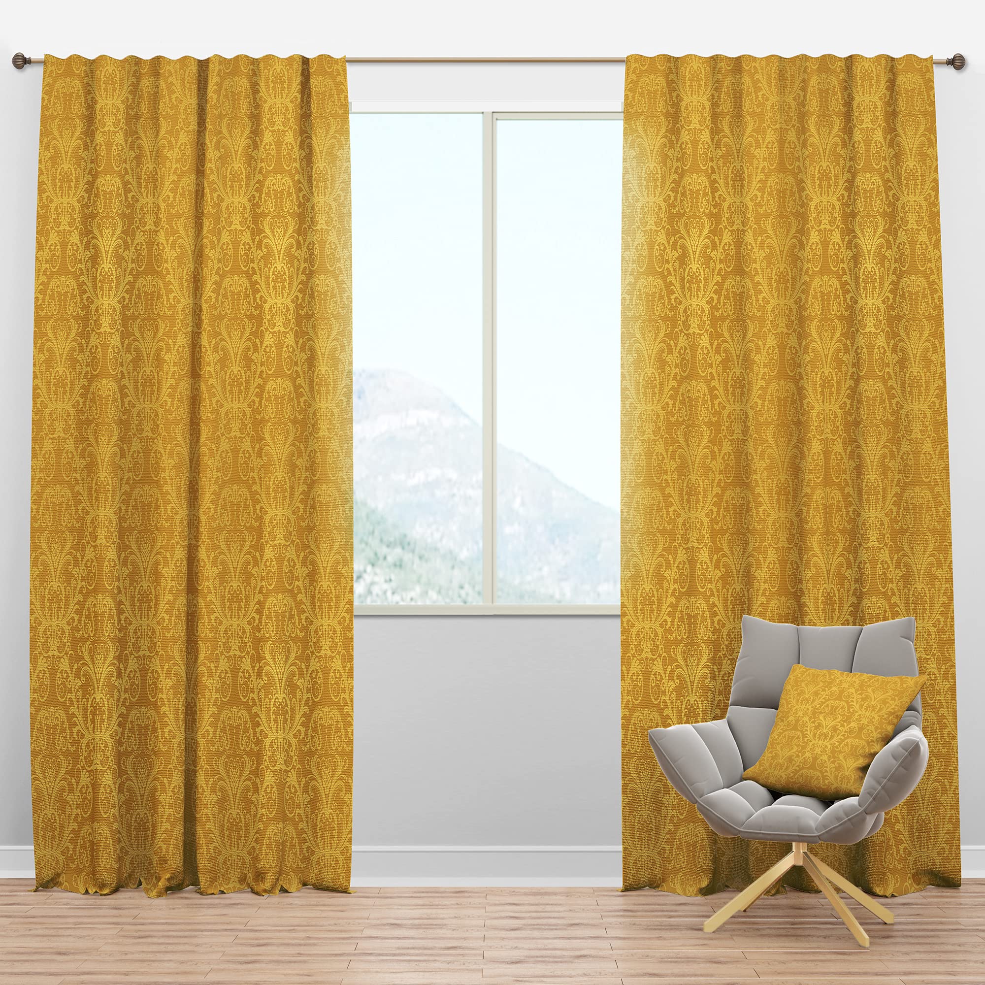 Premium Blackout Curtains - Luxury Golden Floral Design for Bedroom & Living Room - Thermal Insulated Drapes (52x108, Single Panel) - Perfect for Home Decor, Light Blocking & Energy Saving