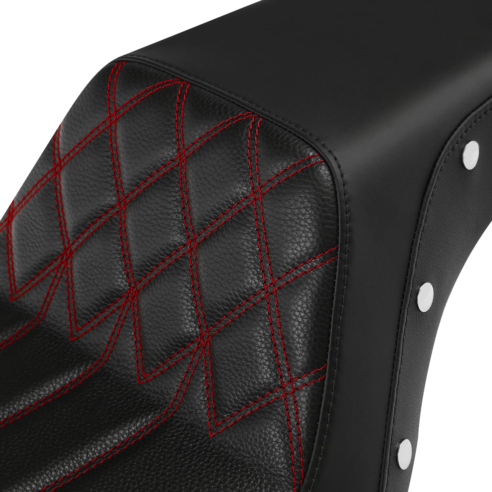 Harley Dyna Wide Glide Low Rider Street Bob Fat Bob FXDF Super Glide Custom FXDC Motorcycle Seat - Driver & Passenger Comfort Seat with Red Stitching (Fits 0617 Switchback Models) - Perfect for Long Rides and Custom Bike Upgrades
