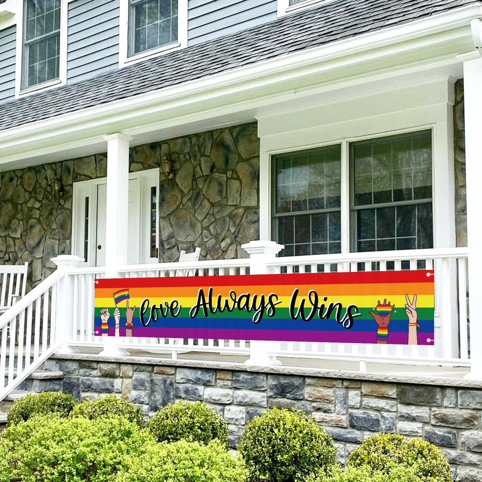 Pride Month Rainbow Banner Party Supplies – LGBT Gay Love Sign Backdrop for Outdoor Indoor Decorations, Parades, Weddings & Pride Events