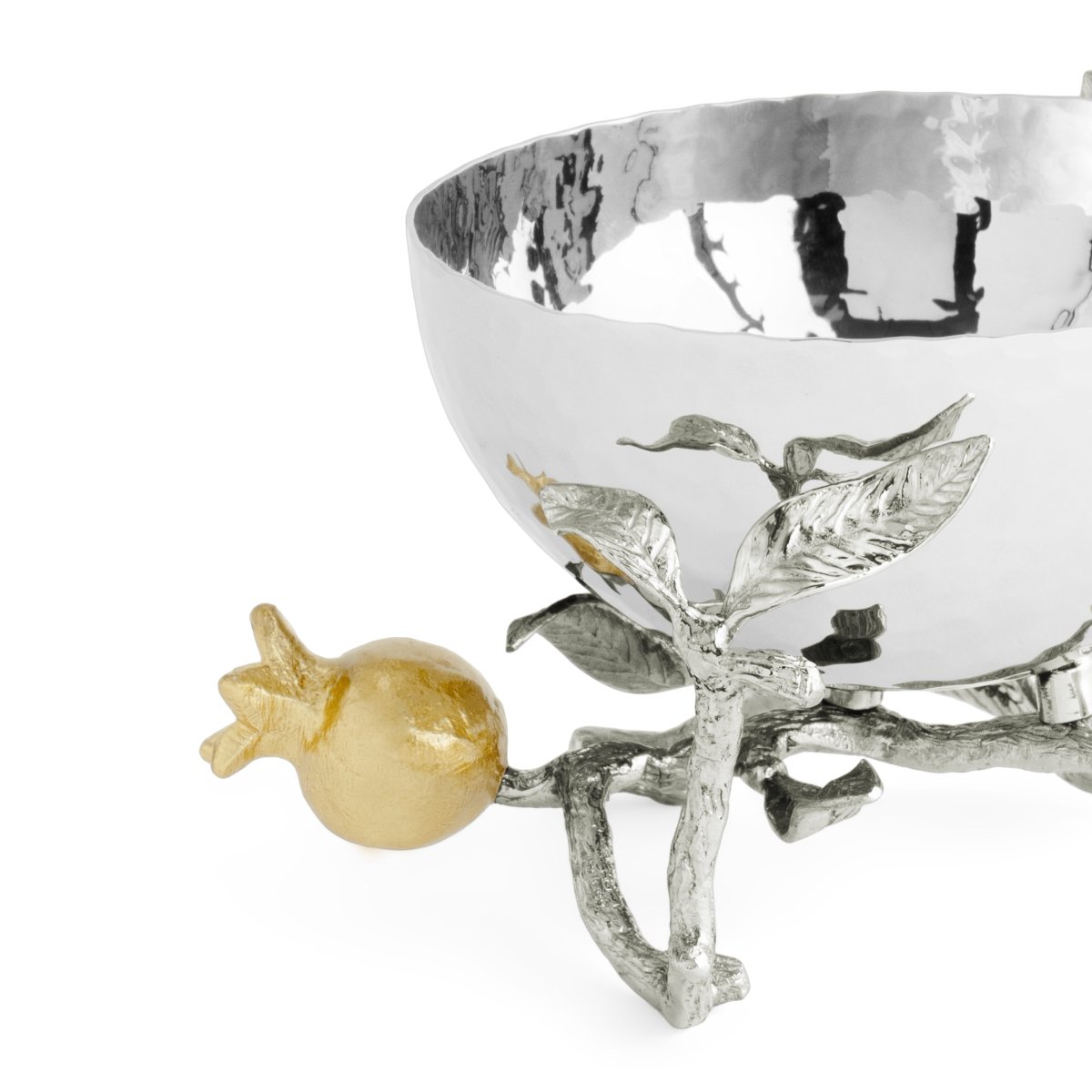 Elegant Pomegranate Silver & Gold Nut Bowl - Premium Decorative Serving Dish for Parties, Holidays & Home Decor