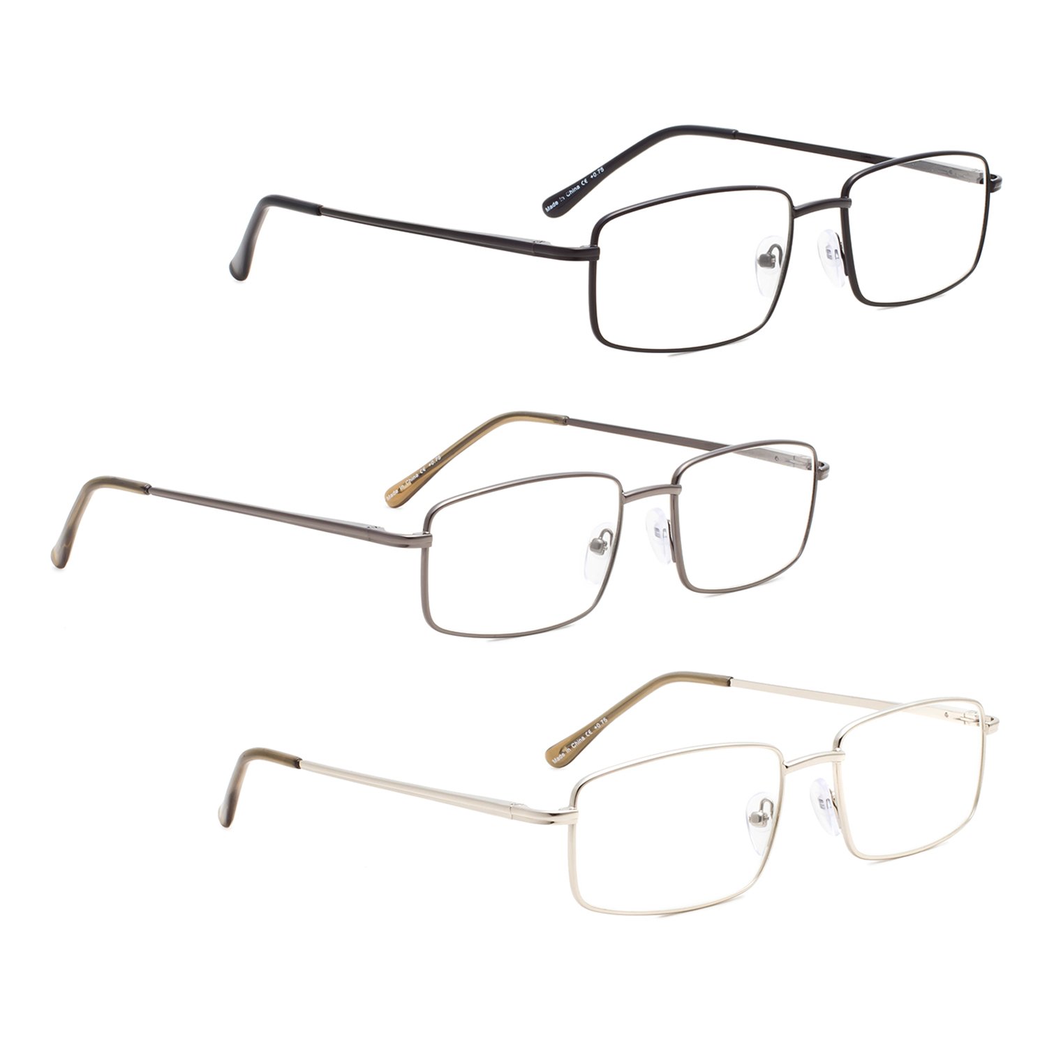 Premium LUR Reading Glasses 3-Pack - Durable Metal Frame Readers for Men & Women - Perfect for Reading, Computer Work & Close-Up Tasks