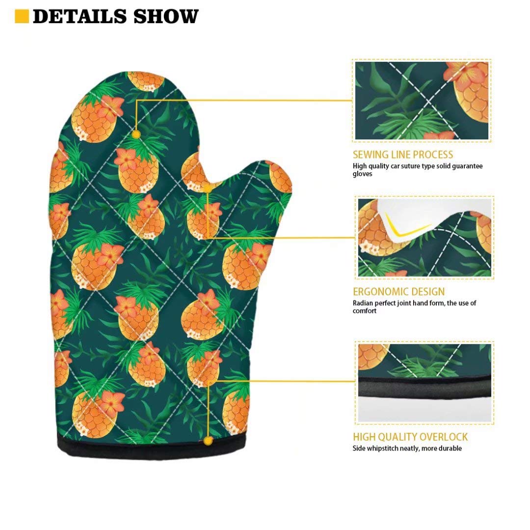 Dellukee Heat Resistant Oven Mitts and Pot Holders Set - Dolphin Print Kitchen Gloves for Baking, Cooking, Grilling & BBQ - Perfect for Microwave Use, Oven Safety and Hot Dish Handling