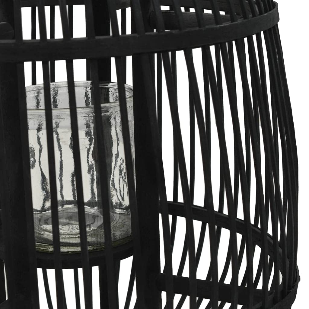 SKM Freestanding Bamboo Candle Lantern Holder - Black (6820) for Home Decor, Outdoor Patio, Garden & Wedding Centerpiece