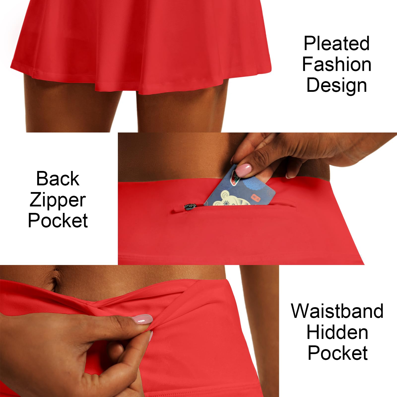 Women's High Waist Pleated Tennis Skirt - Lightweight Athletic Golf Skorts with 4 Pockets - Perfect for Tennis, Golf, Running & Casual Wear