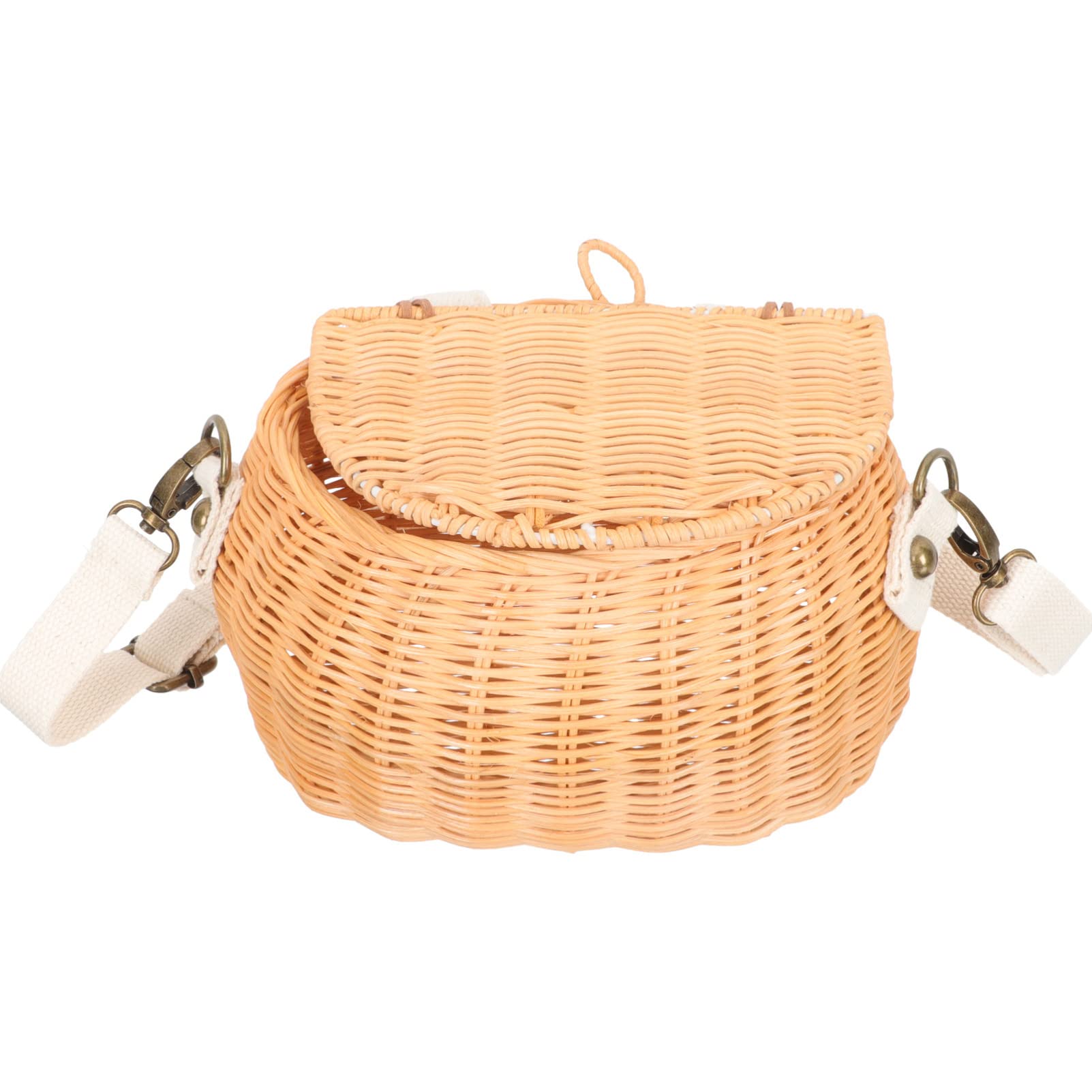 Vintage Woven Rattan Bike Front Basket with Lid - Handmade Retro Wicker Bicycle Basket for Kids & Adults | Perfect for Picnics, Grocery Shopping & Urban Commuting