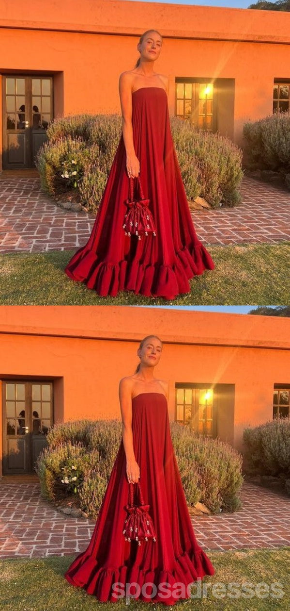 Elegant Dark Red A-Line Maxi Long Prom Dress for Women - Perfect for Evening Parties, Homecoming, and Formal Events