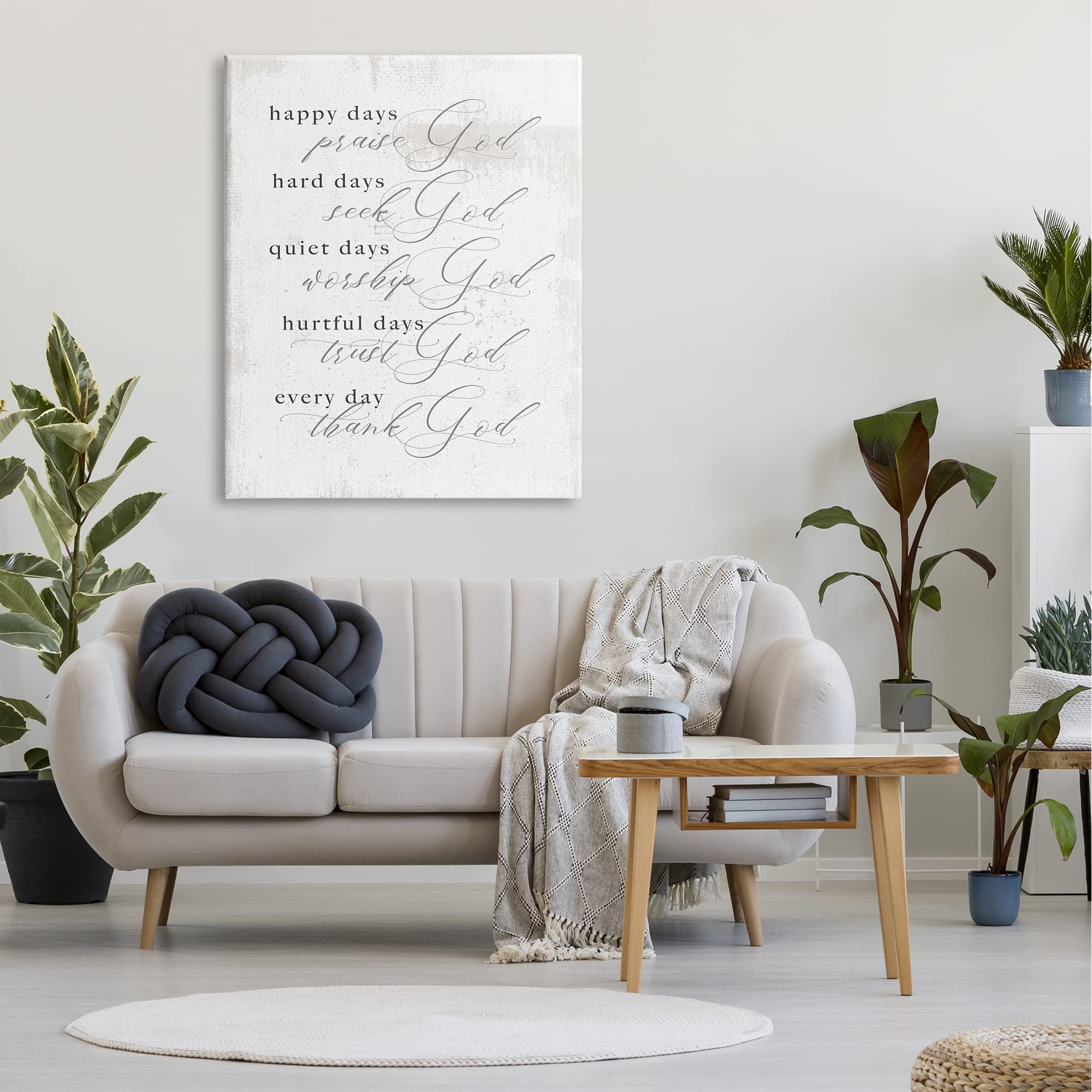 Stupell Industries Inspirational Wall Art - 'Happy Quiet Hurtful Hard Days with God' Phrase by Daphne Polselli | Christian Home Decor, Bedroom & Office Motivation