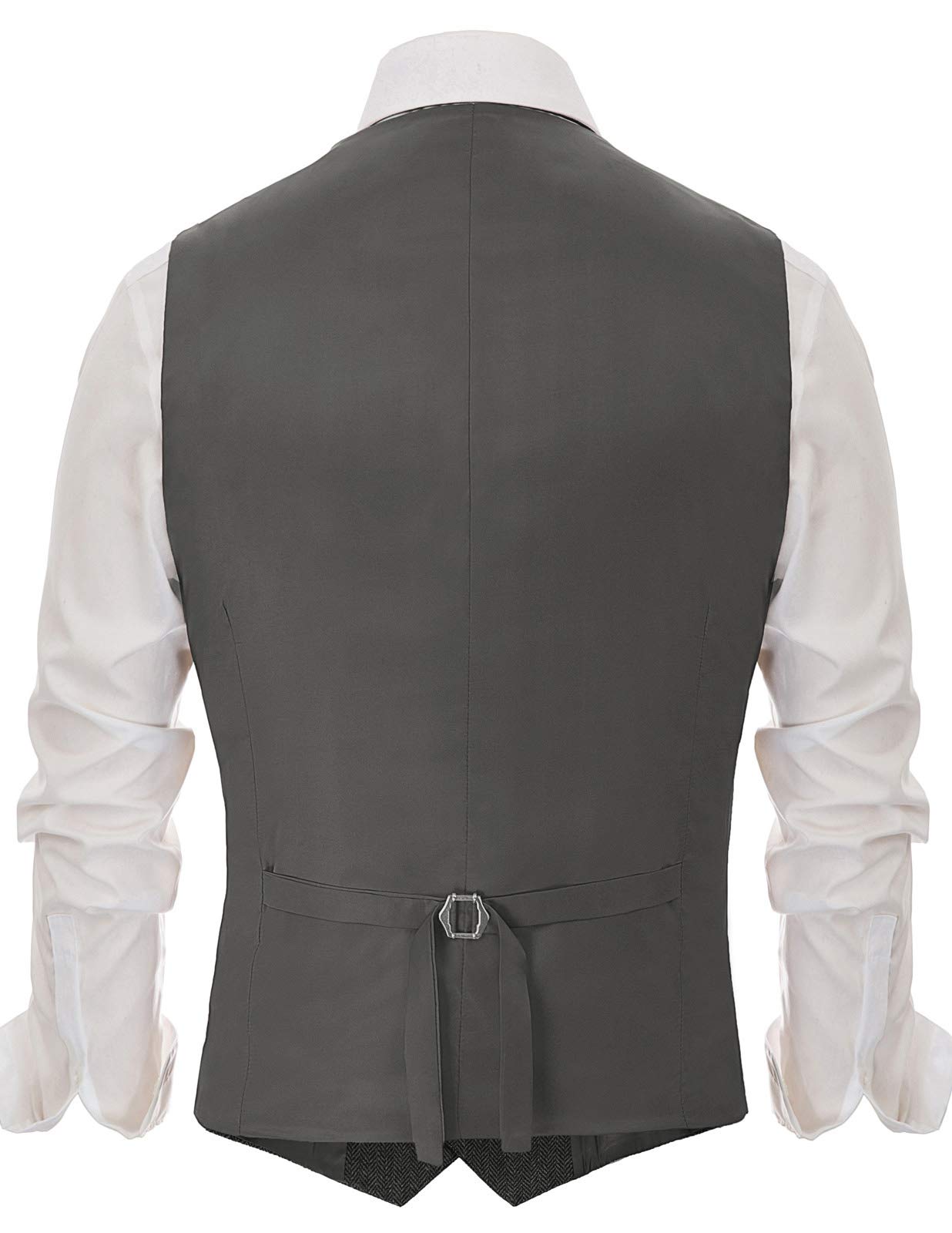PJ PAUL JONES Men's Herringbone Tweed Suit Vest - Casual Wool Blend Waistcoat for Business, Wedding & Formal Events | Slim Fit Groom Attire & Office Wear
