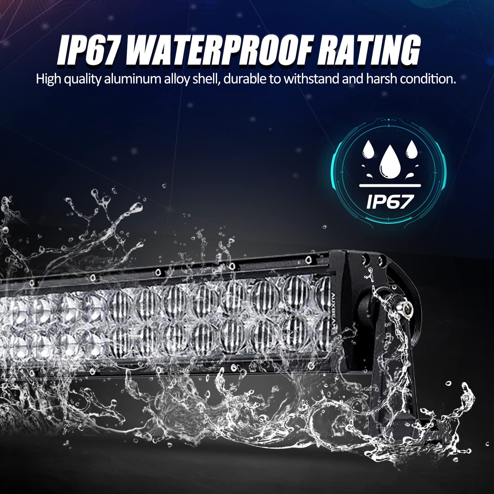 Auxbeam 50 Inch 288W LED Light Bar - 28,800 Lumens Double Row Spot Flood Combo, 5D Lens Waterproof Off-Road Driving Lights with Wiring Harness - Perfect for Pickup Trucks, SUV, ATV, UTV, Boat & Marine Use - Ideal for Night Driving, Work Lighting, and Outdoor Adventures