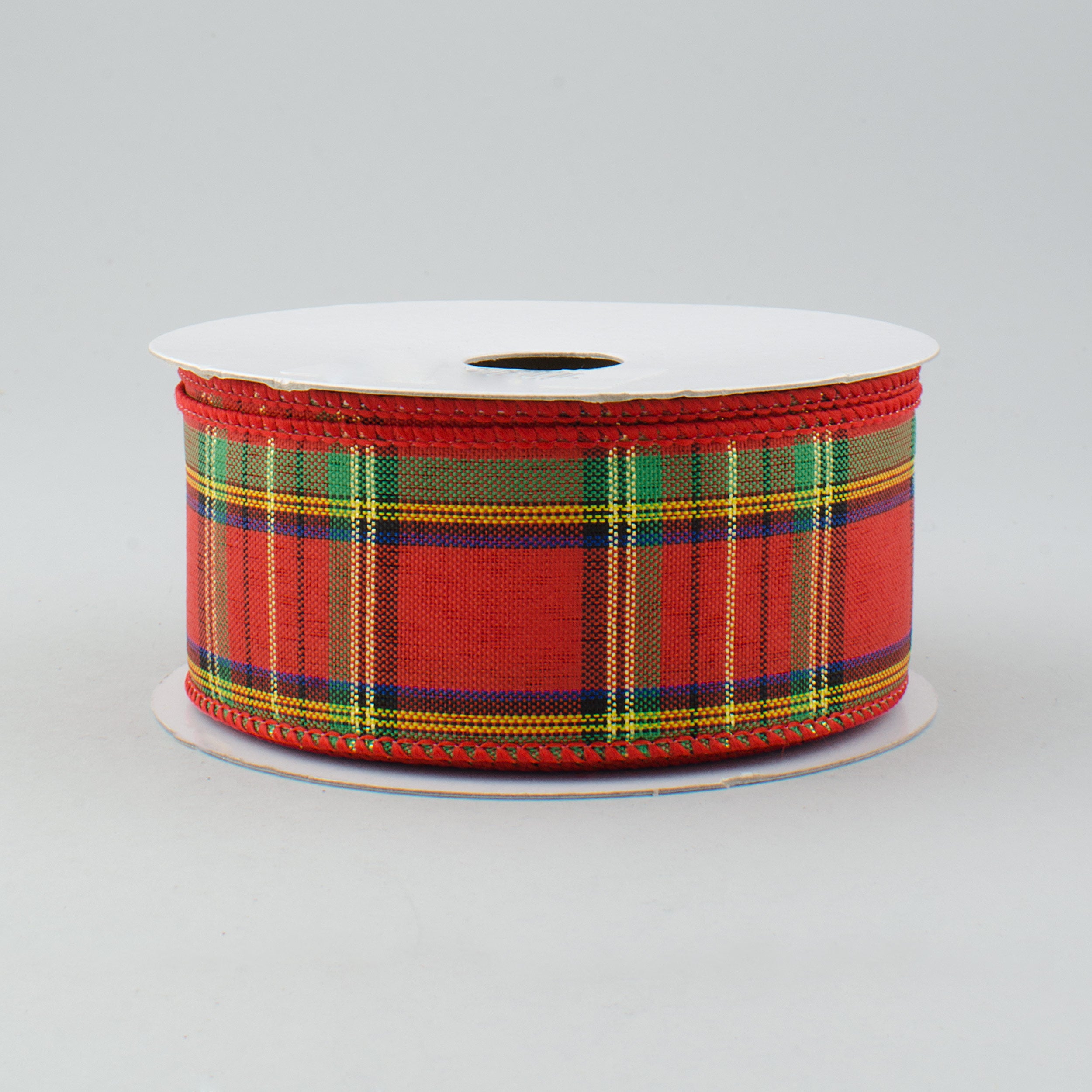1.5 Inch Christmas Metallic Plaid Ribbon - Red, Green, Blue & Gold Holiday Decor Ribbon (10 Yards) for Gift Wrapping, Tree Decorations and DIY Crafts