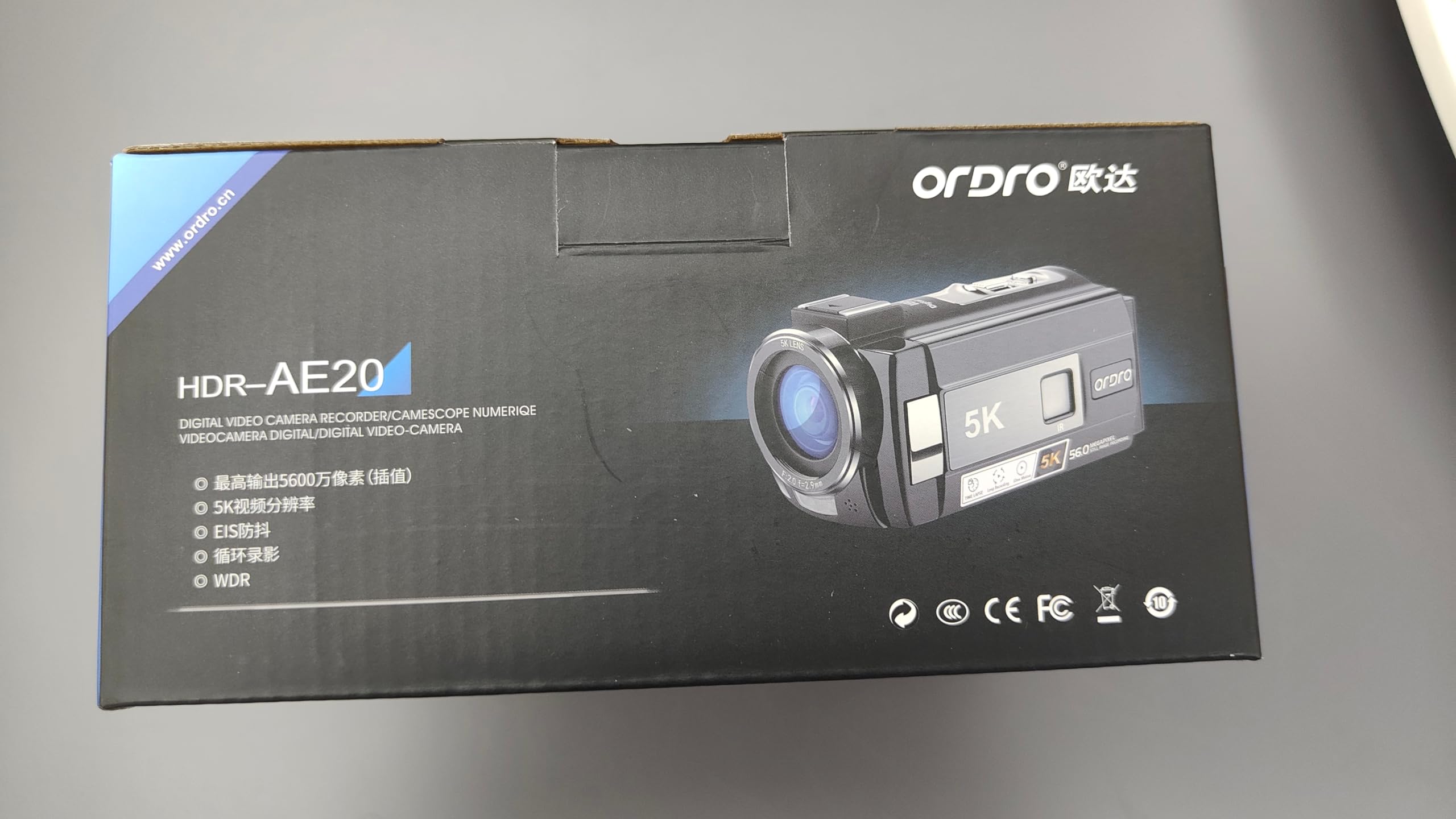 ORDRO AE20 5K Digital Video Camera with Night Vision, 95° Wide Angle Lens, WDR & EIS Stabilization - Perfect for Travel Vlogging, YouTube Content Creation, and Low-Light Recording