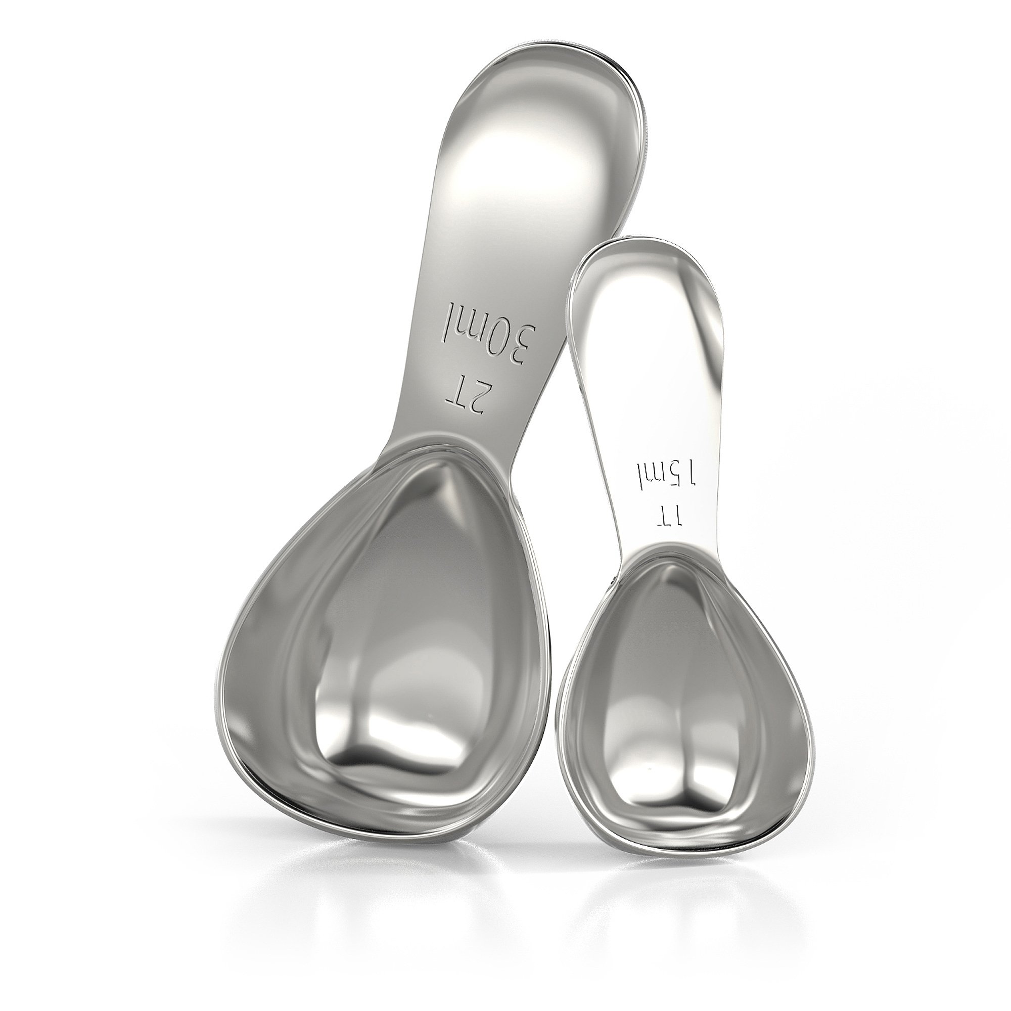 Premium Stainless Steel Coffee Scoop Set - 1 & 2 Tablespoon (15ml & 30ml) Exact Measuring Spoons for Coffee, Tea, Sugar, Flour - Perfect for Kitchen, Baking & Coffee Brewing