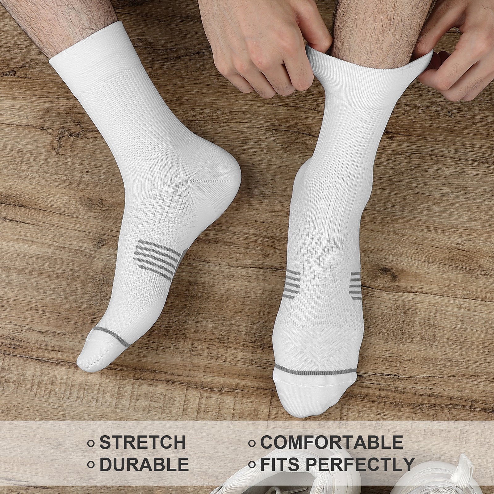 GECKOMAN x PAPLUS Compression Athletic Crew Socks for Men & Women - Moisture-Wicking Performance Socks for Running, Hiking & Sports - Best Workout Socks for Athletes