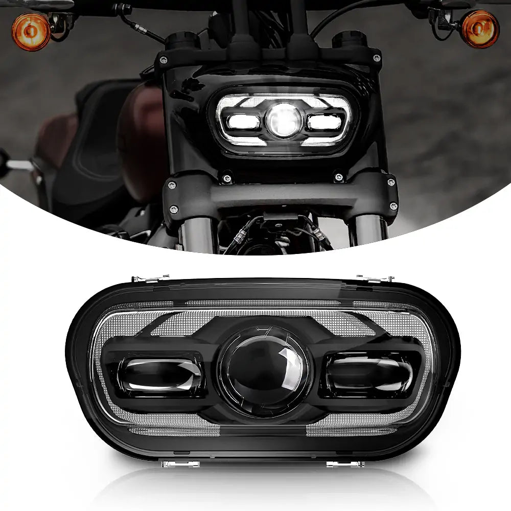 H4 LED Headlight Kit for 2008-2017 Harley Davidson Dyna Fat Bob with DRL - High Brightness Motorcycle Headlight Replacement for Night Riding & Safety