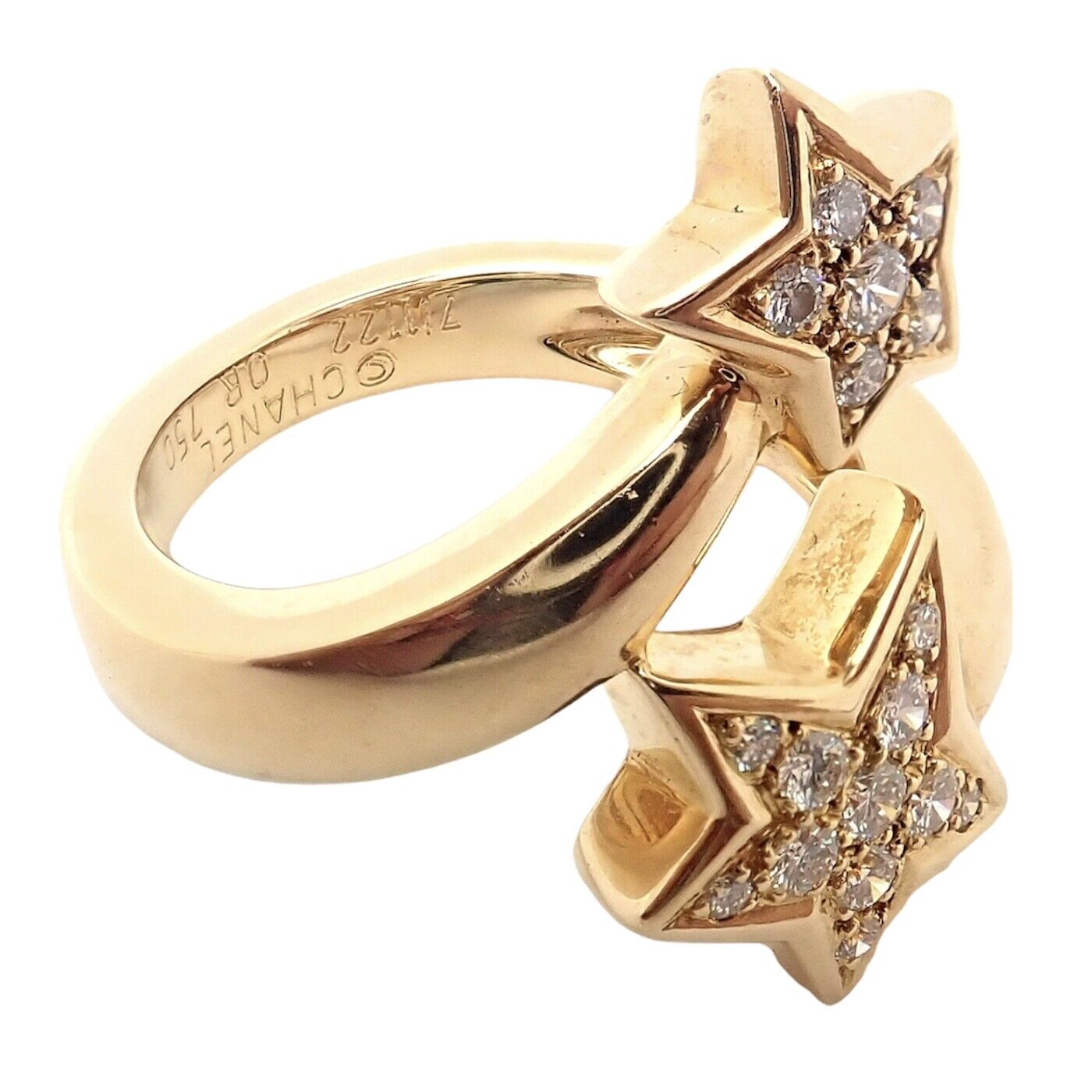 Authentic Chanel Comete 18K Yellow Gold Star Diamond Cocktail Ring for Women - Luxury Statement Jewelry for Parties, Weddings & Special Occasions