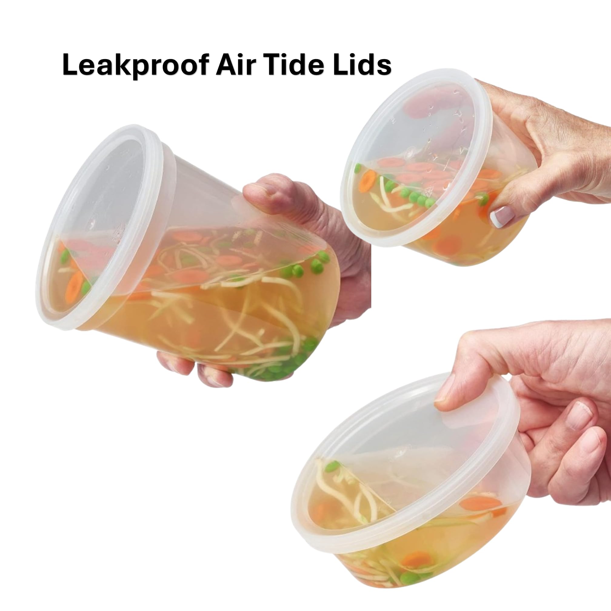 BPA-Free Stackable & Leakproof 8oz, 16oz & 32oz Food Storage Containers with Lids - 96-Piece Combo Pack (288 Sets Total) - Microwave, Dishwasher & Freezer Safe - Perfect for Meal Prep, Slime Storage & Soup Containers