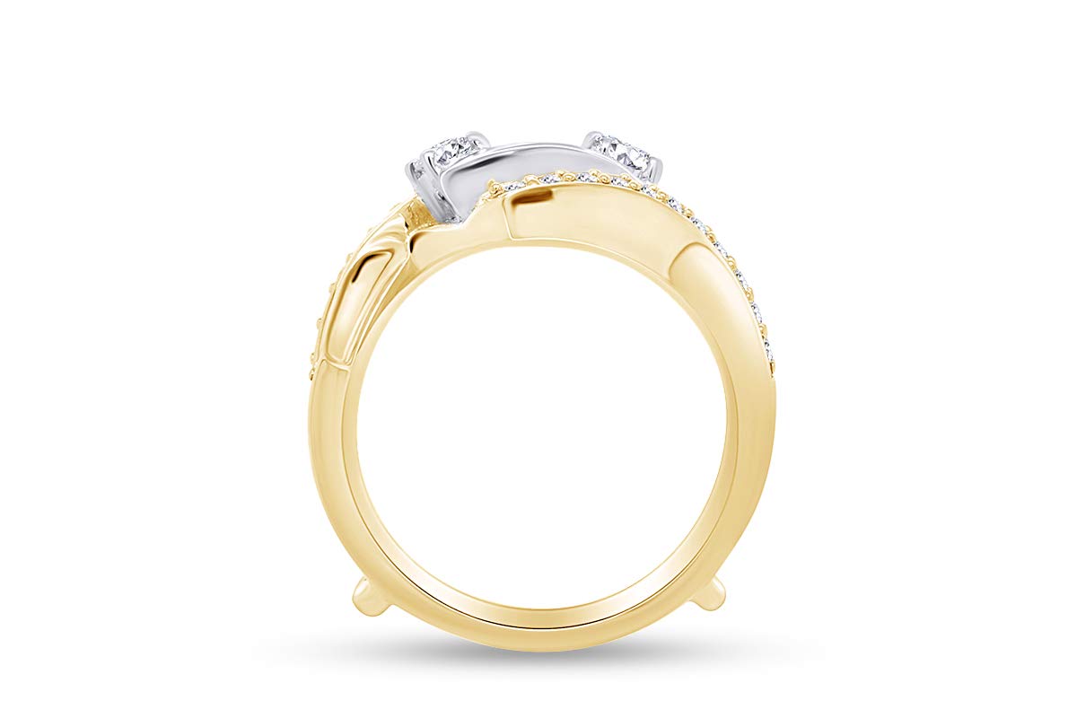 1/2 Carat Natural Diamond Two-Tone Wedding Band Ring Guard Enhancer in 14k Gold Over Sterling Silver (I-J Color, I2-I3 Clarity) - Perfect for Bridal Jewelry, Anniversary Gifts & Special Occasions