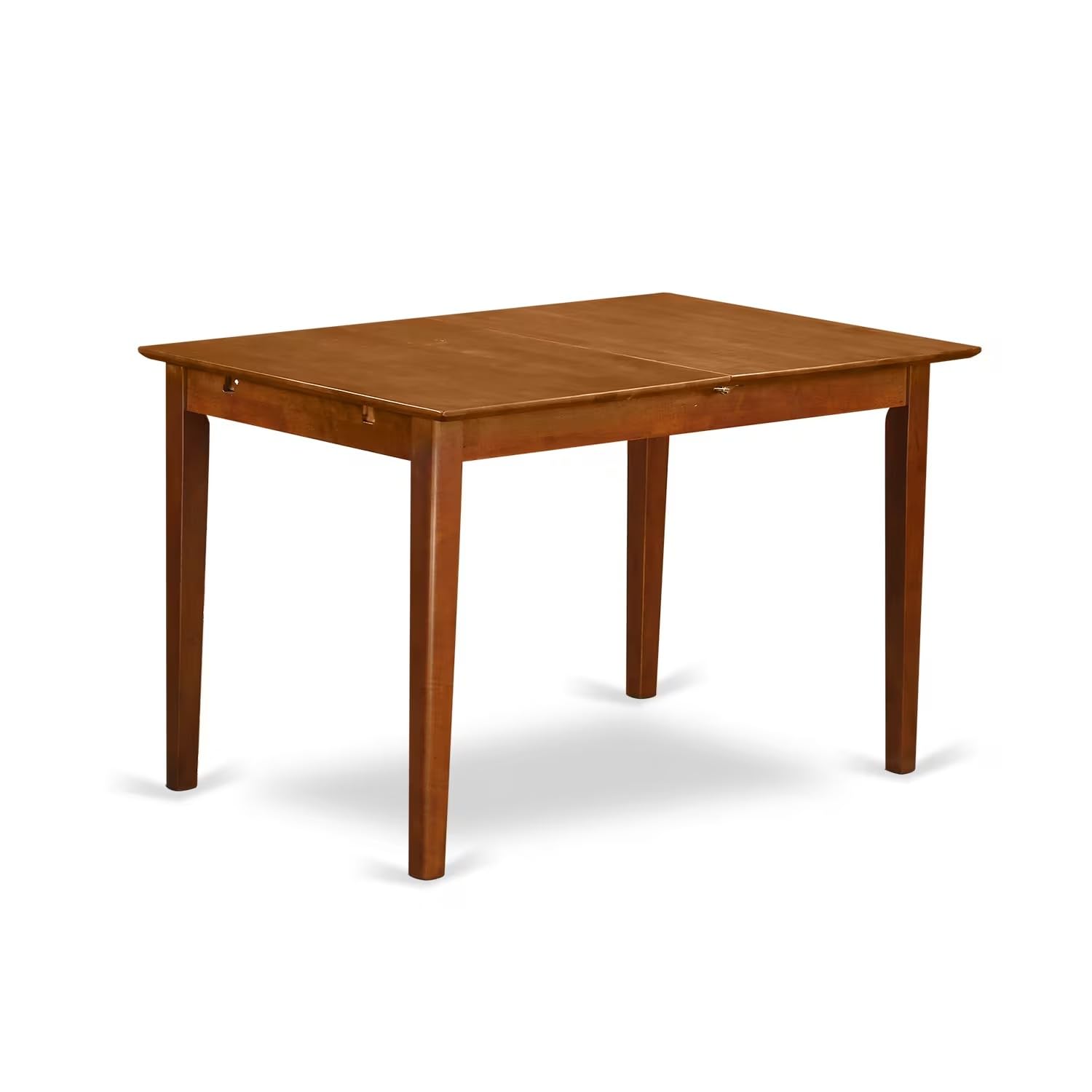 East West Furniture 5-Piece Dinette Set for 4 - Rectangle Dining Table with Butterfly Leaf & 4 Kitchen Chairs, 32x60 Inch, Saddle Brown - Perfect for Small Spaces, Breakfast Nooks & Compact Dining Rooms
