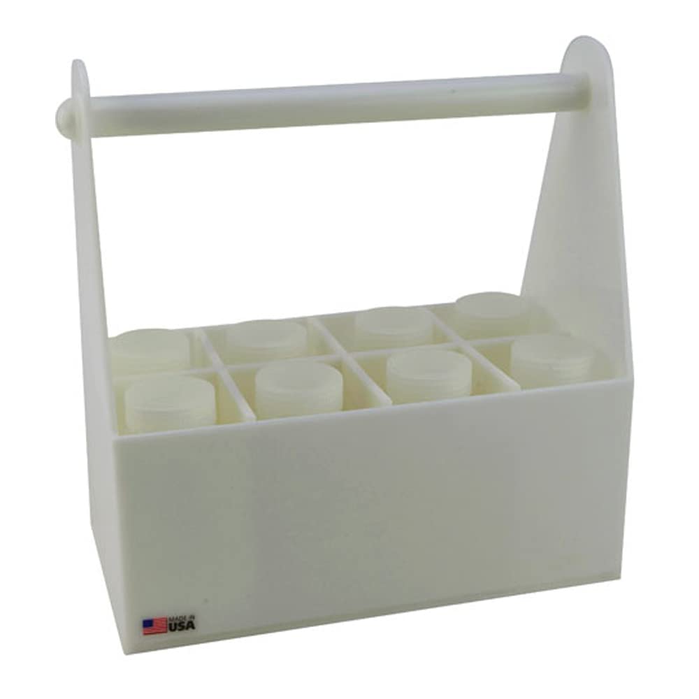 8-Place HDPE Lab Safety Bottle Carrier for 16oz Bottles - Durable Chemical Storage Solution for Laboratories, Schools & Workplaces