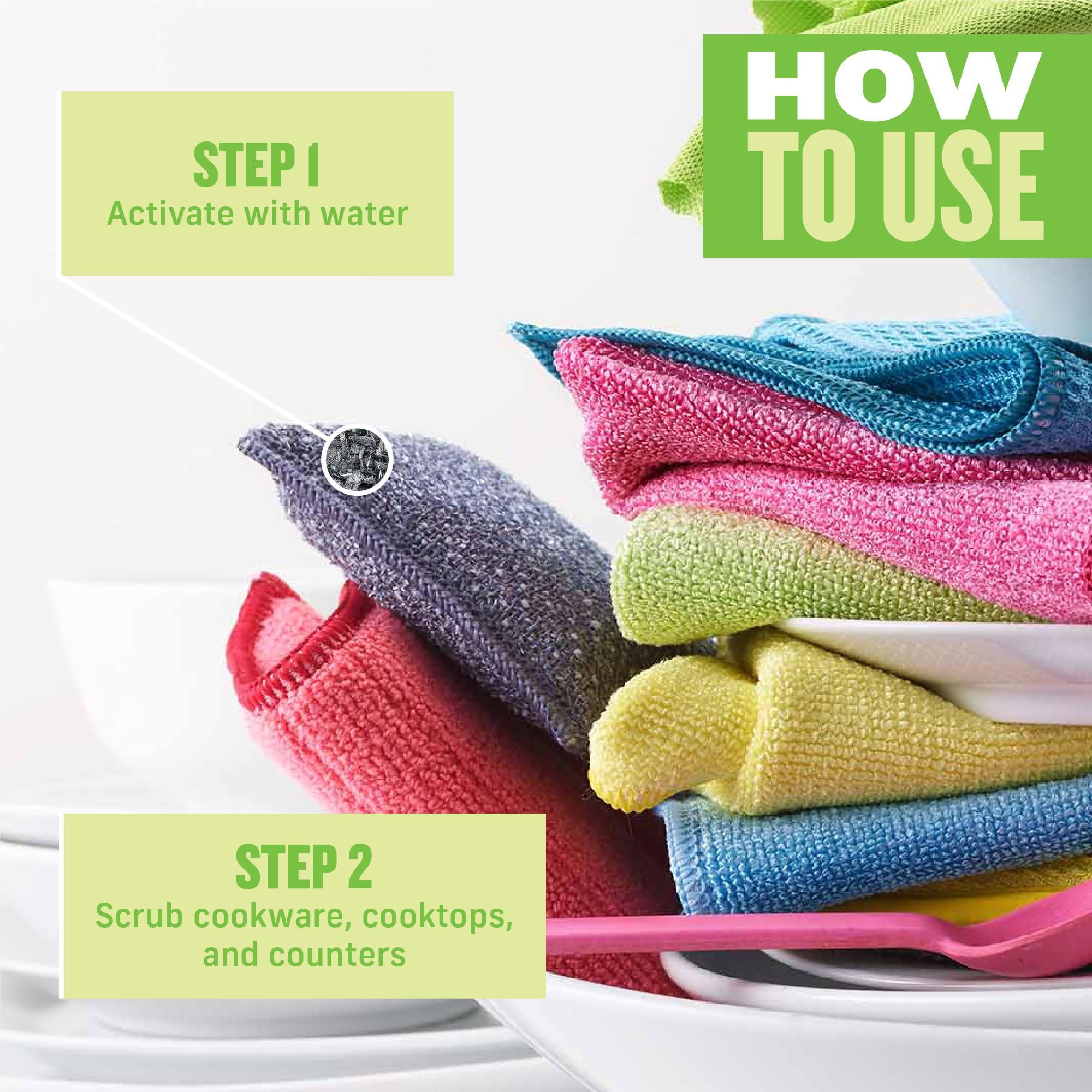 E-Cloth Non-Scratch Scrubbing Pads - Reusable Dish Sponges & Kitchen Cleaning Sponges - Eco-Friendly Scrubber for Pots, Pans & Cookware - Gentle Yet Effective Cleaning - 2-Pack - Perfect for Daily Dishwashing and Tough Stain Removal