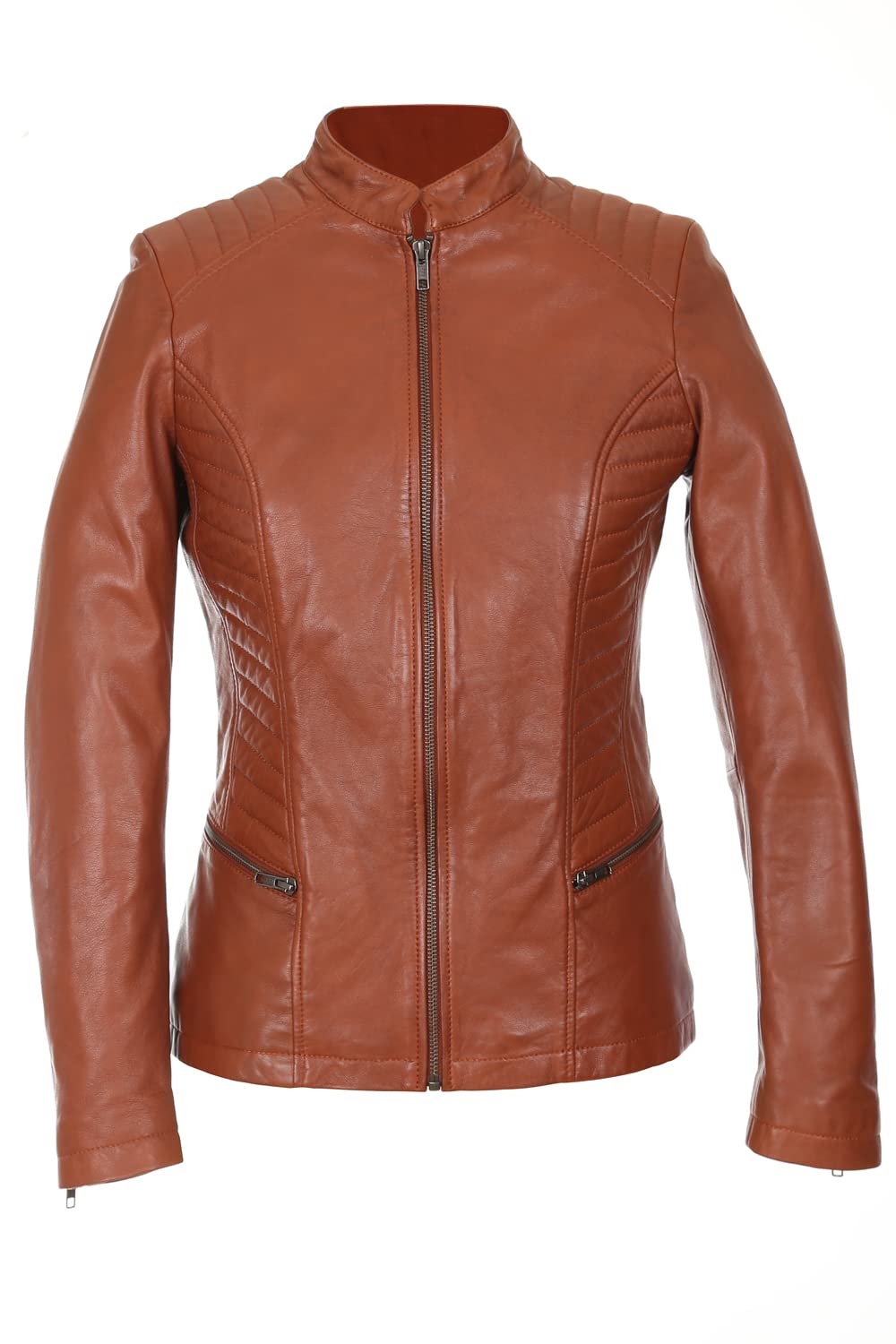 Women's Brown Lambskin Leather Jacket - Stylish Motorcycle Jacket for Women Riders | Perfect for Biking, Casual Outfits & Fall Fashion