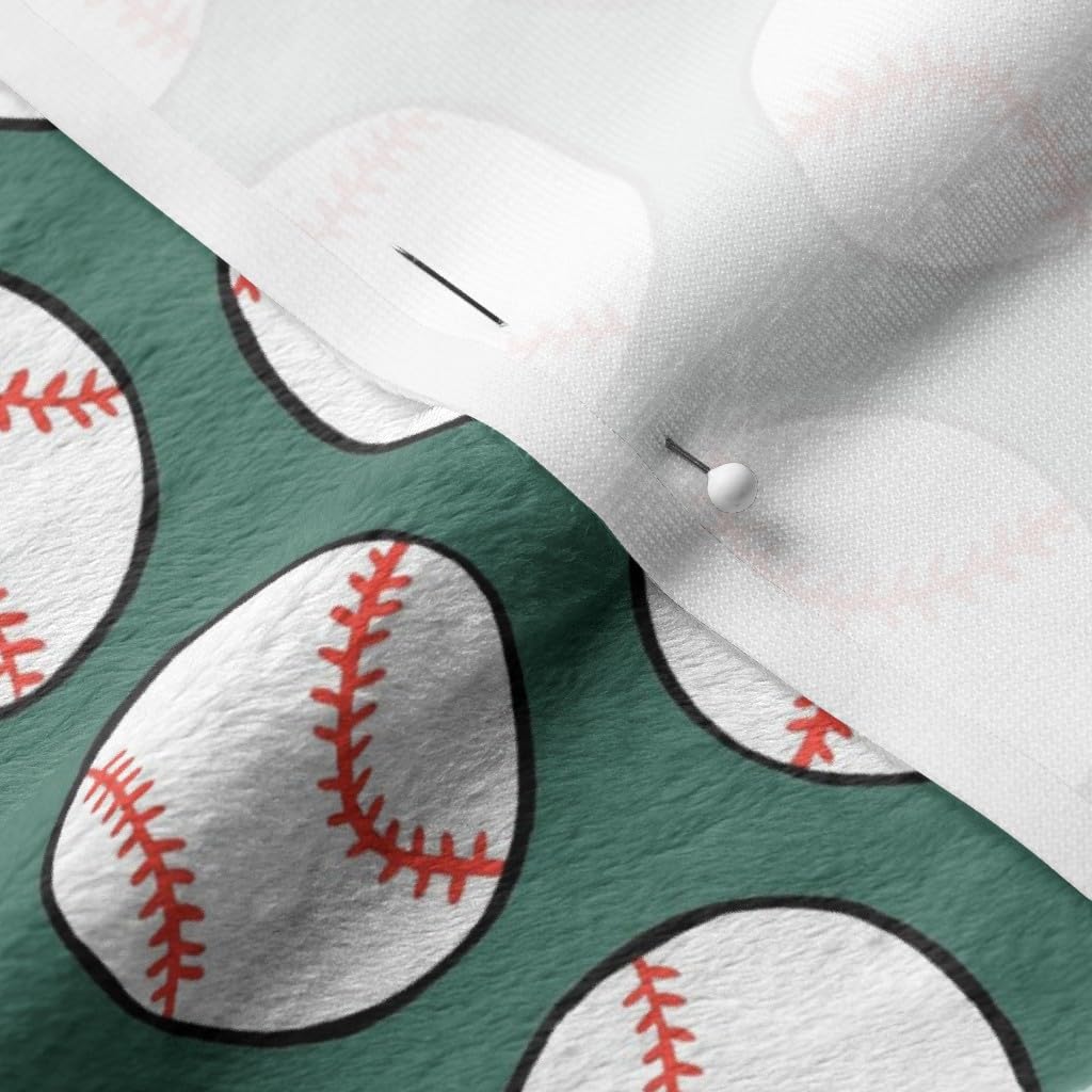 Baseball Team Printed Minky Fabric - Pine Green Play Ball Sport Design for Sewing Baby Blankets, Quilt Backing & Plush Projects | Soft Fat Quarter Fabric for DIY Crafts, Home Decor & Sports-Themed Gifts