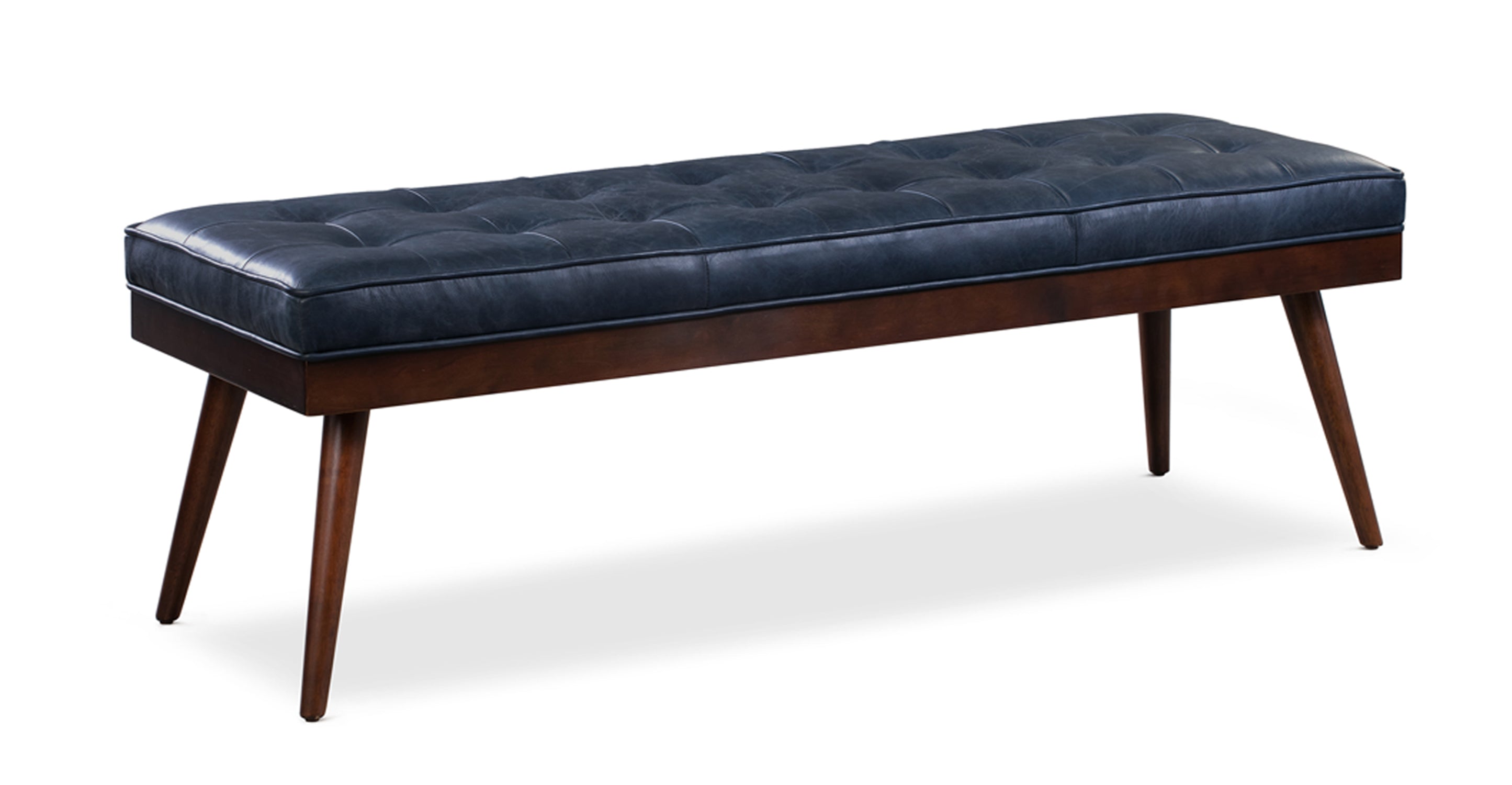Luca Leather Bench - Modern Upholstered Storage Ottoman with Tufted Design for Living Room, Bedroom, or Entryway - Durable Faux Leather Seat with Sturdy Wooden Legs - Perfect for Extra Seating, Footrest, or Stylish Home Decor