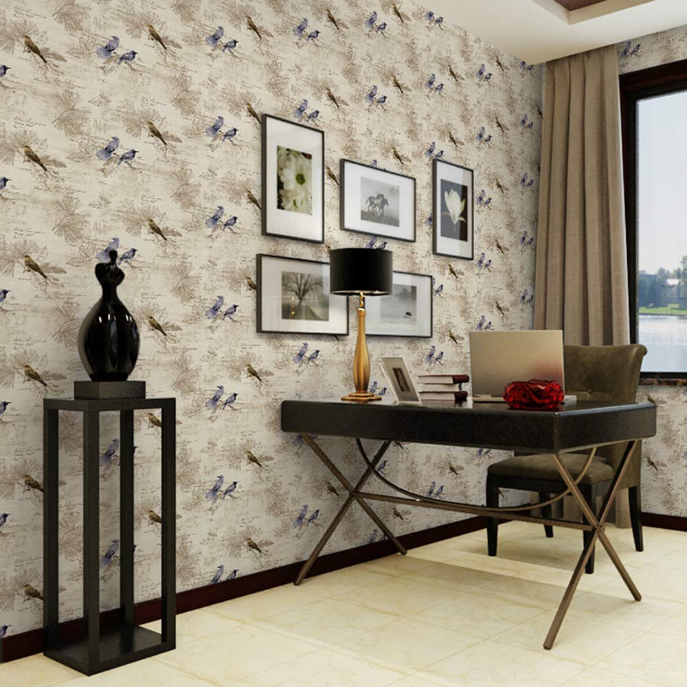 Rustic Birds Self-Adhesive Vinyl Wallpaper - Kitchen Cabinets & Drawer Liner (17.7x117