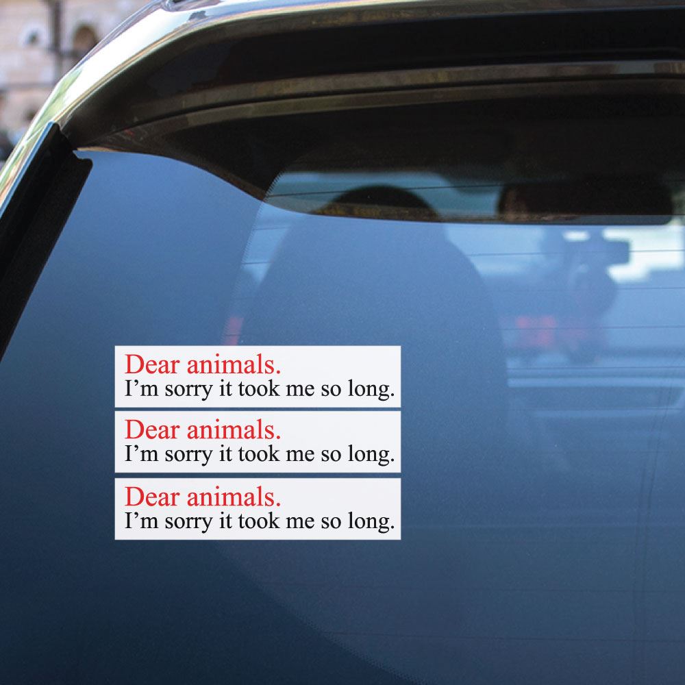 3X Dear Animals I Am Sorry It Took Me So Long Sticker Decal - Waterproof Vinyl Decal for Laptop, Car, Water Bottle - Cute Animal Apology Gift for Pet Lovers