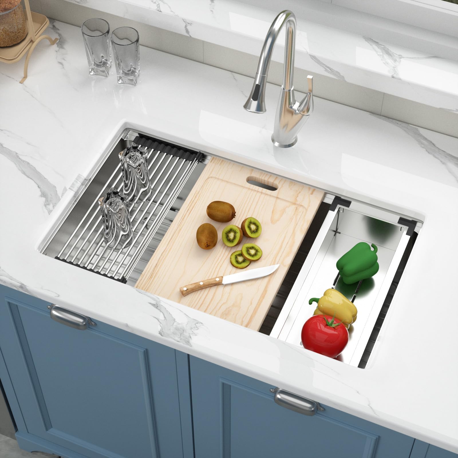 30x18 Inch Undermount Stainless Steel Kitchen Sink - 16 Gauge Single Bowl Workstation Sink with Accessories for Countertop Installation | Perfect for Food Prep, Dishwashing & Modern Kitchen Renovations