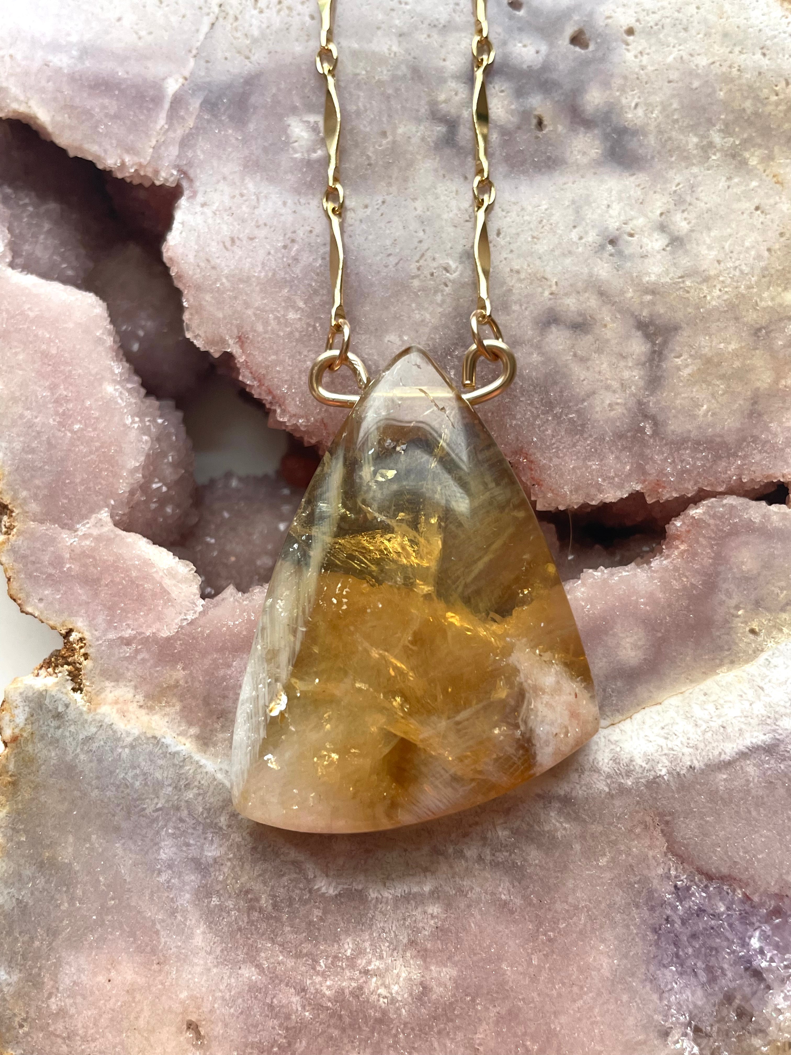 Genuine Yellow Citrine Necklace - 14k Gold Filled Chain - Elegant Chunky Gemstone Jewelry for Women - Perfect for Gifts, Parties & Everyday Wear