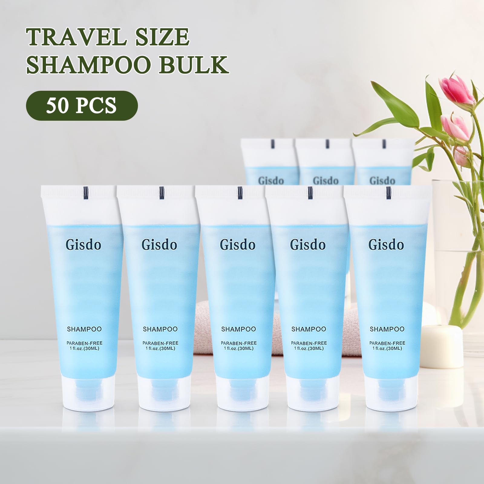 50 Pack Travel Size Shampoo Bulk - 30mL (1 oz) Mini Shampoo Bottles for Hotels, AirBnB, Guests & Travel Toiletries | Perfect for Hospitality Supplies, Vacation Essentials & On-the-Go Personal Care