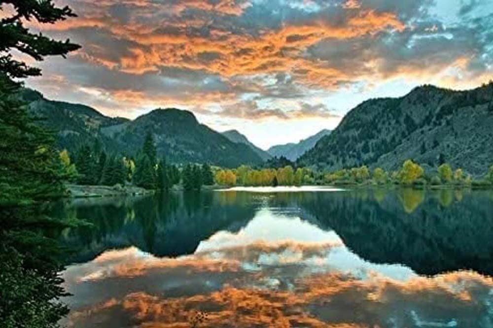 1000 Piece Wooden Jigsaw Puzzle for Adults - Mountain Lake Scenery Puzzle Game for Memory Exercise & Stress Relief - Family Activity & Decompression Gift for Home Decor, Office Break, and Relaxation Therapy