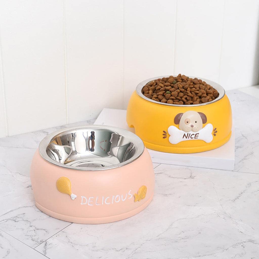 Premium Stainless Steel Pet Bowl for Dogs & Cats - Non-Slip Durable Pet Food & Water Dish - Yellow Pet Feeder for Indoor & Outdoor Use | Perfect for Mealtime & Travel | Pet Supplies, Dog & Cat Accessories