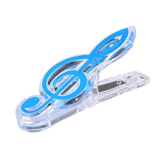 Premium Plastic Piano & Guitar Sheet Music Paper Clips - Musical Note Design Spring Holder for Piano, Guitar, Violin (Blue) - Perfect for Organizing Sheet Music & Music Stand Accessories